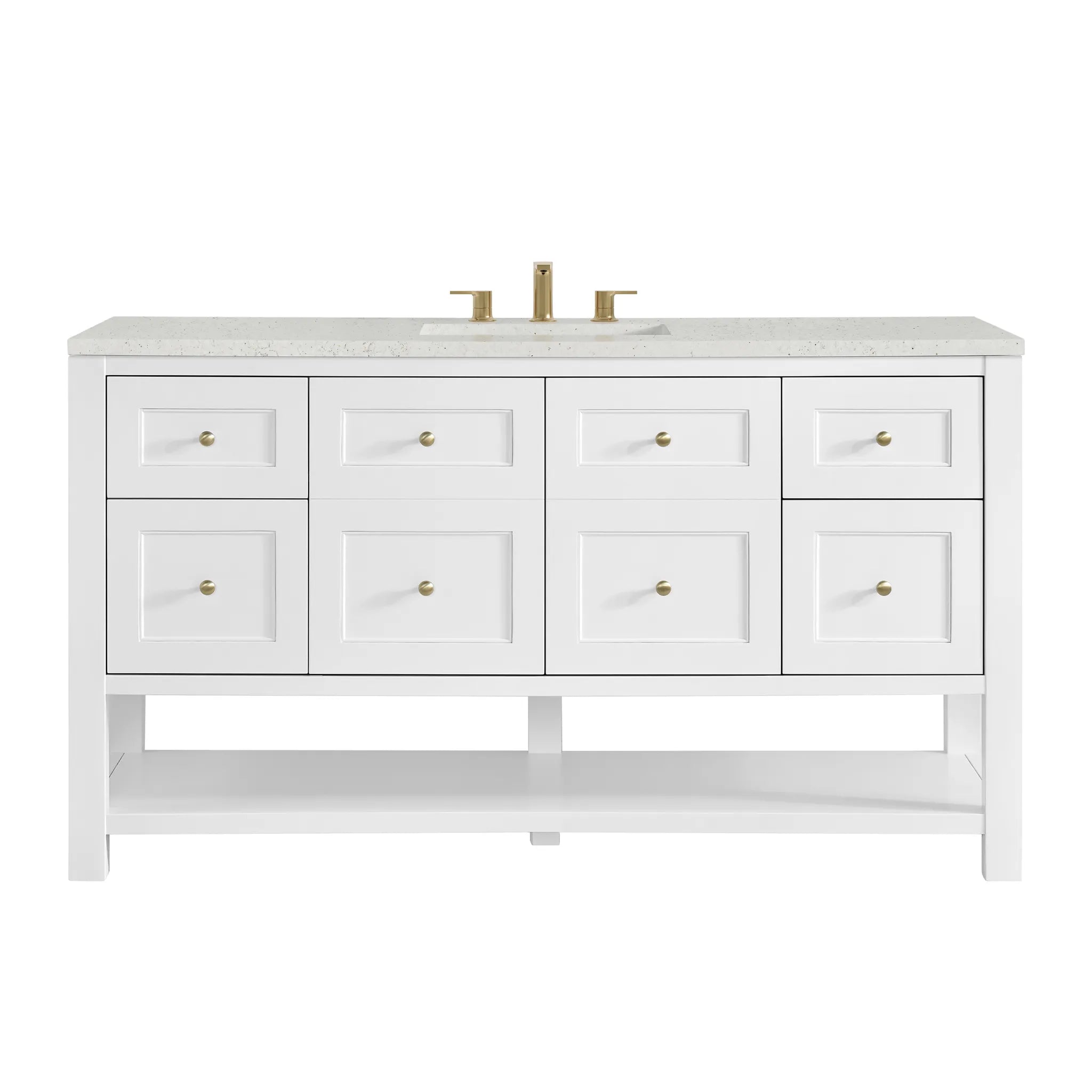 60" Breckenridge Single Vanity in Bright White-Lime Delight Silestone-8" Widespread image