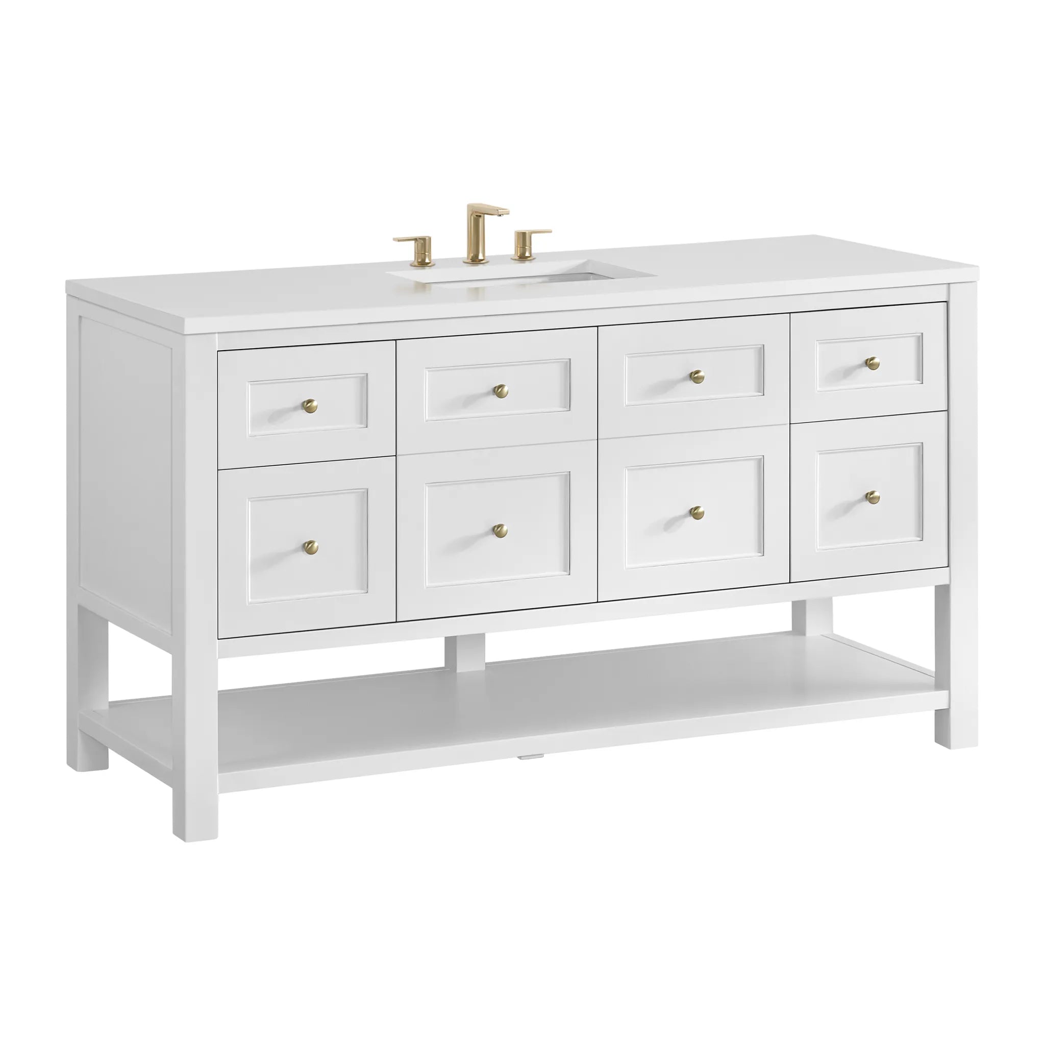60" Breckenridge Single Vanity in Bright White-White Zeus Silestone-8" Widespread image 7