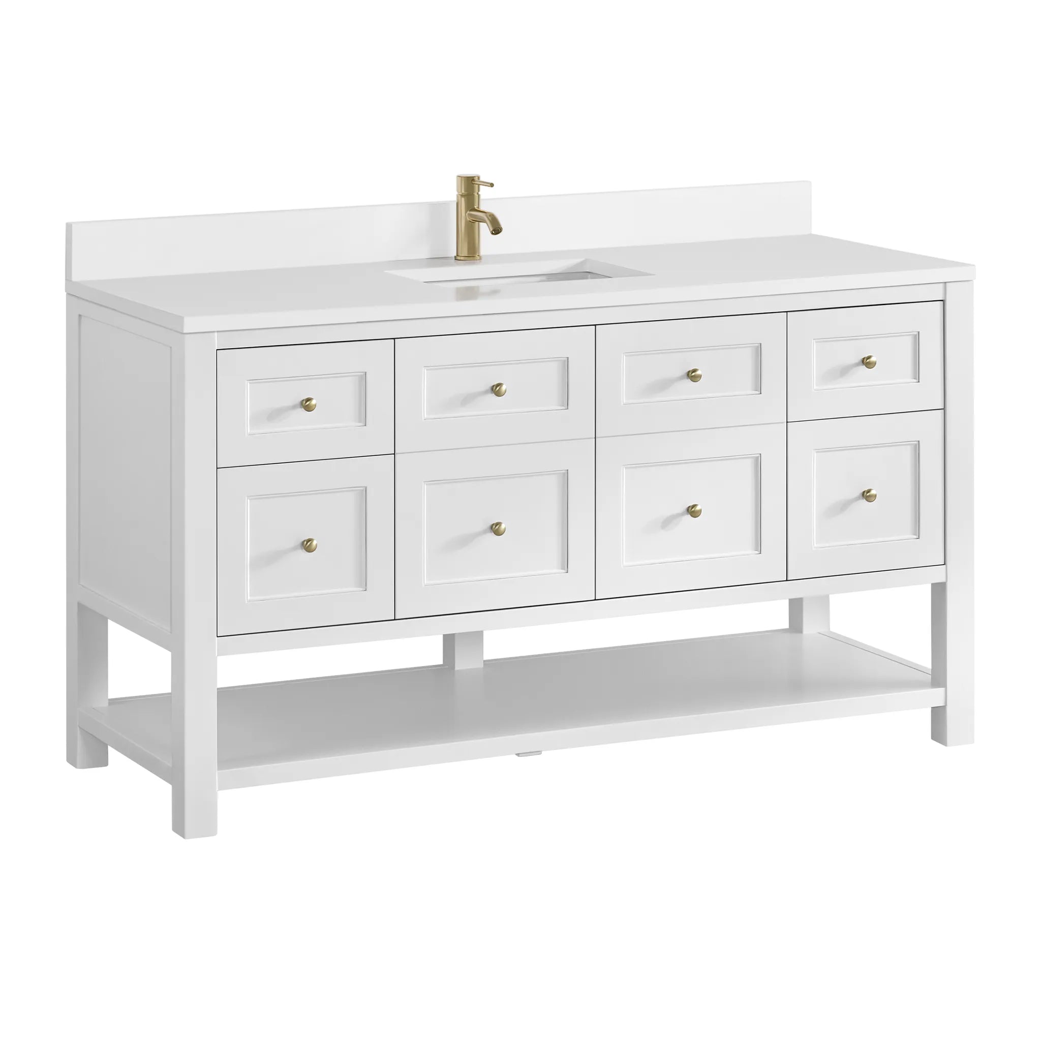 60" Breckenridge Single Vanity in Bright White-White Zeus Silestone & Backsplash-Single Hole image 7