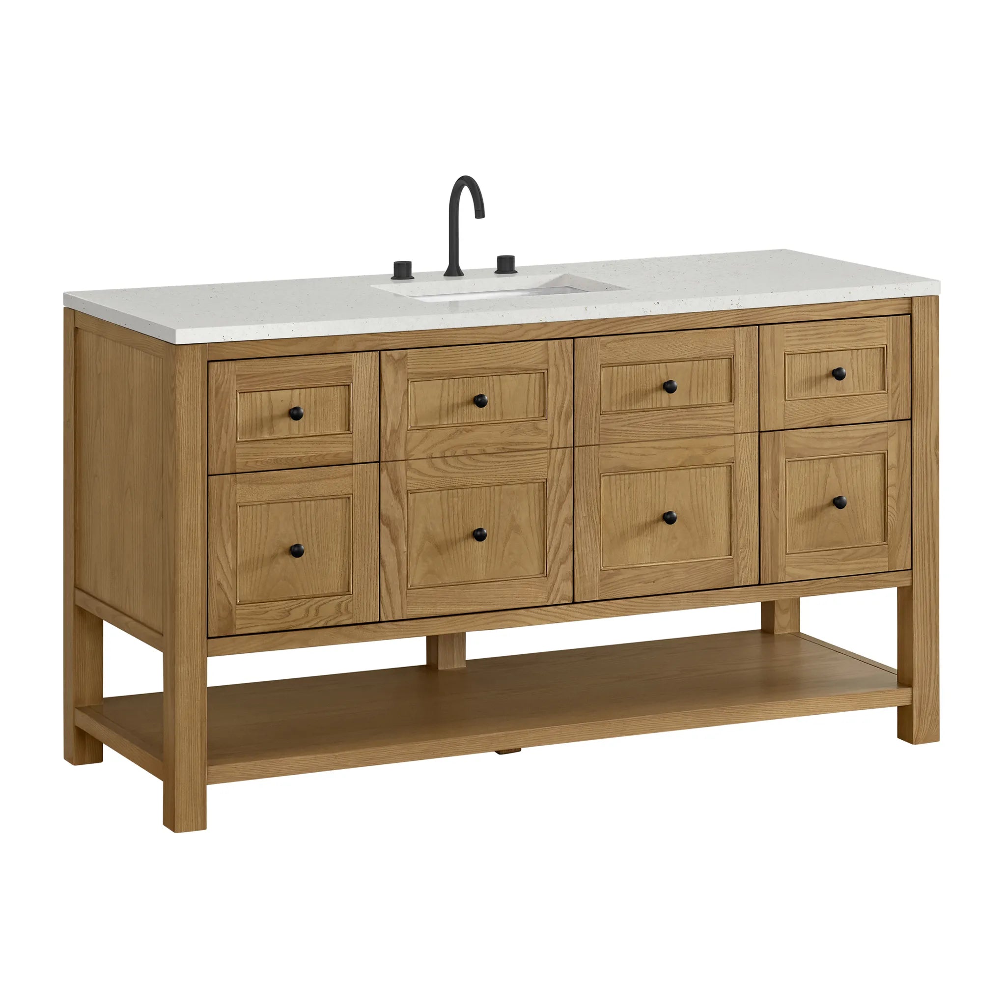 60" Breckenridge Single Vanity in Light Natural Oak-Lime Delight Silestone-8" Widespread image 7