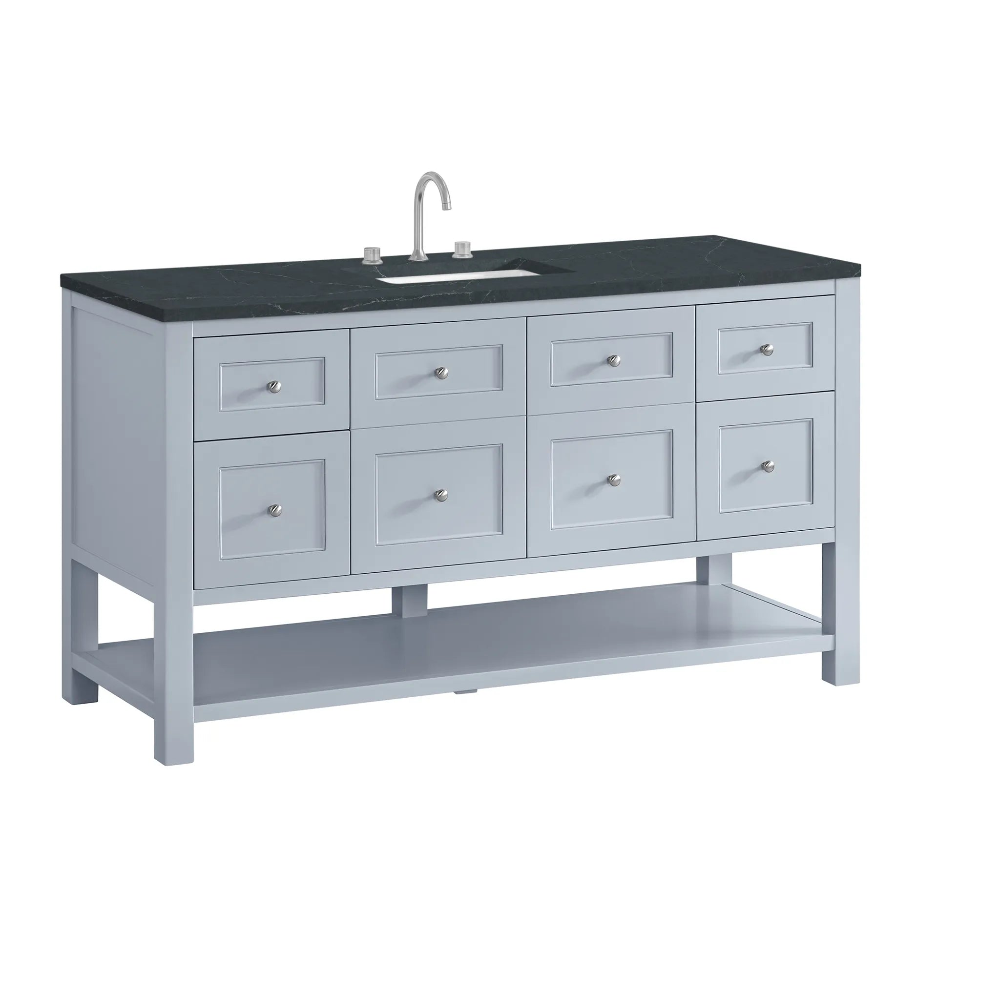 60" Breckenridge Single Vanity in Serenity Blue-Charcoal Soapstone Silestone-8" Widespread image 9