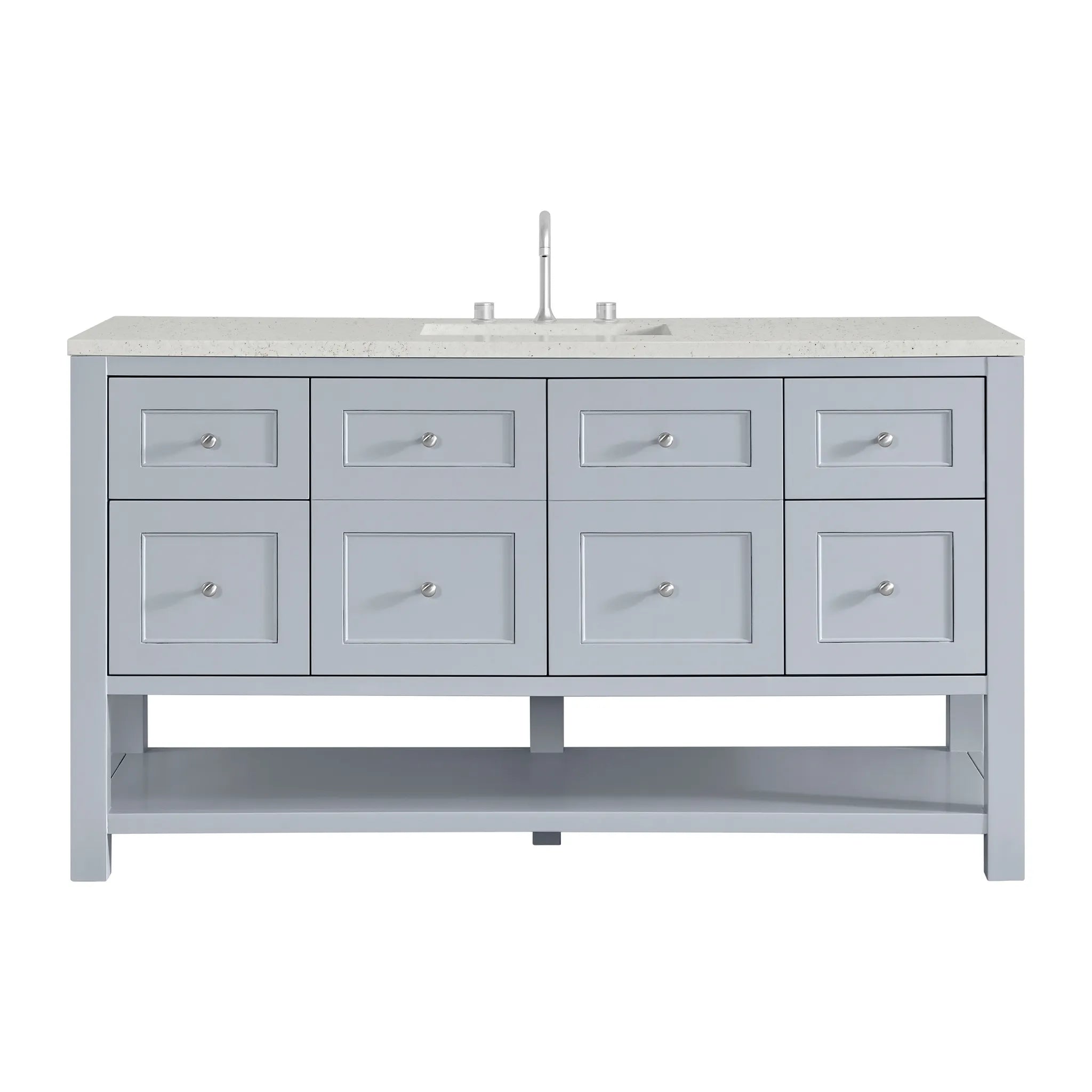 60" Breckenridge Single Vanity in Serenity Blue-Lime Delight Silestone-8" Widespread image