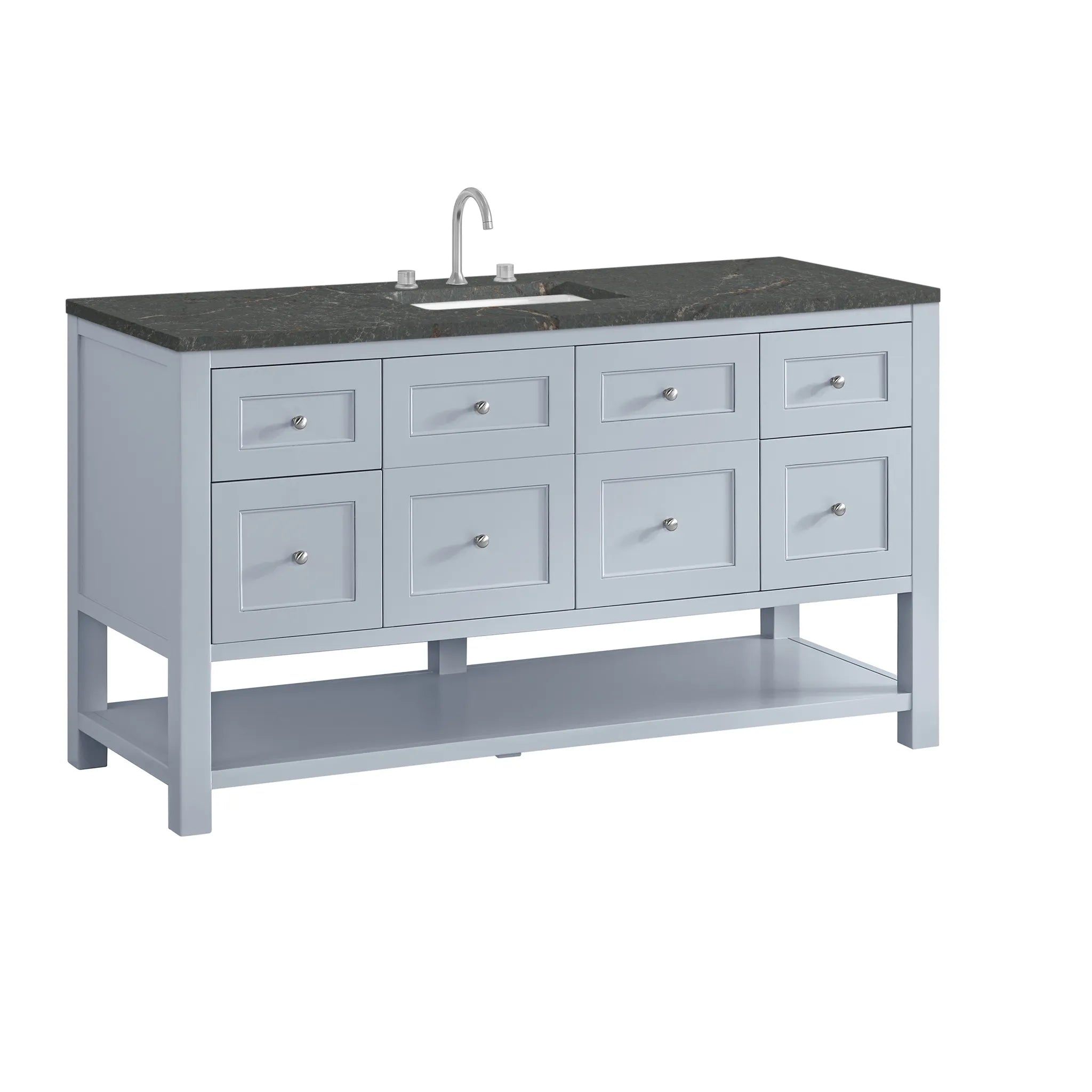 60" Breckenridge Single Vanity in Serenity Blue-Parisien Bleu Silestone-8" Widespread image 8