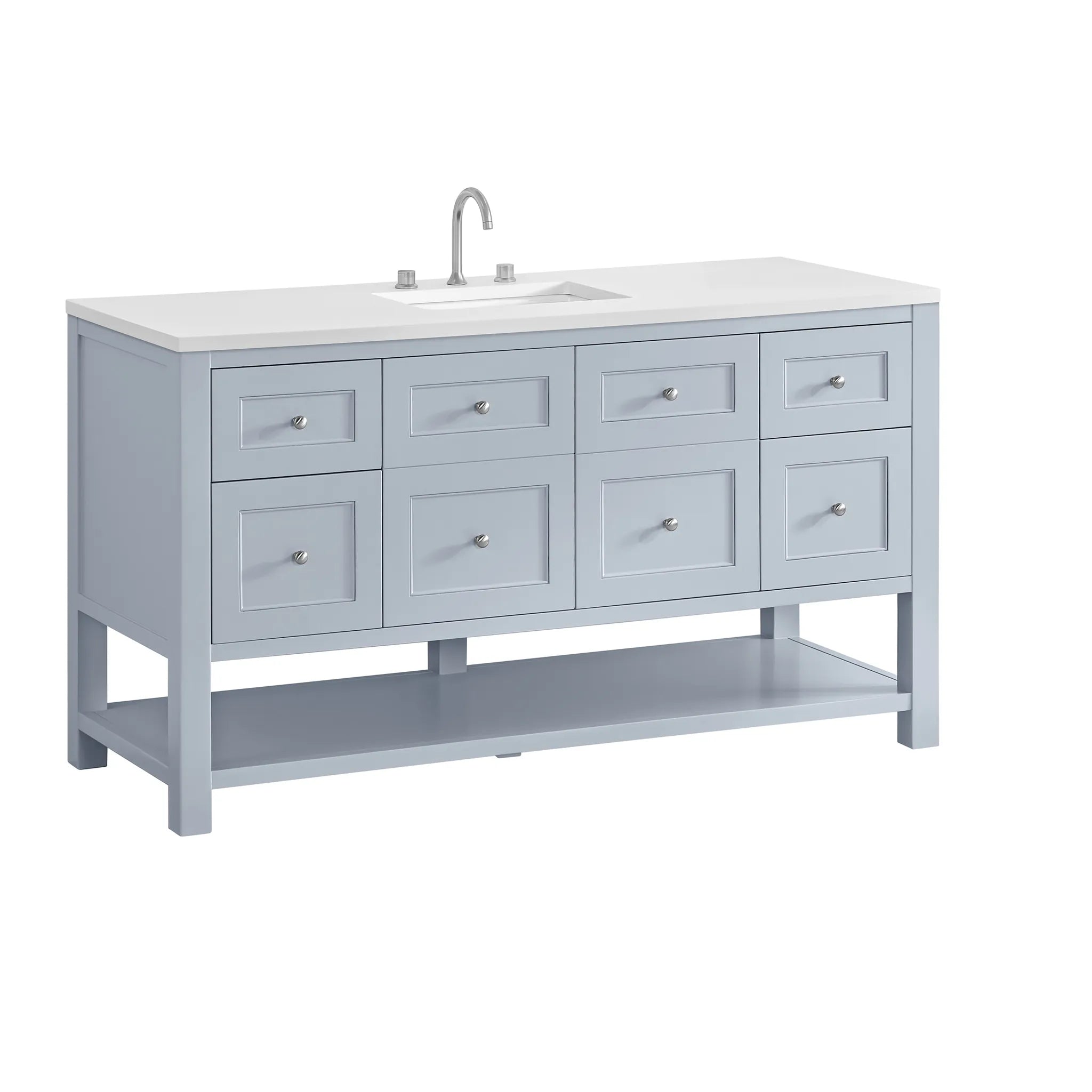 60" Breckenridge Single Vanity in Serenity Blue-White Zeus Silestone-8" Widespread image 9