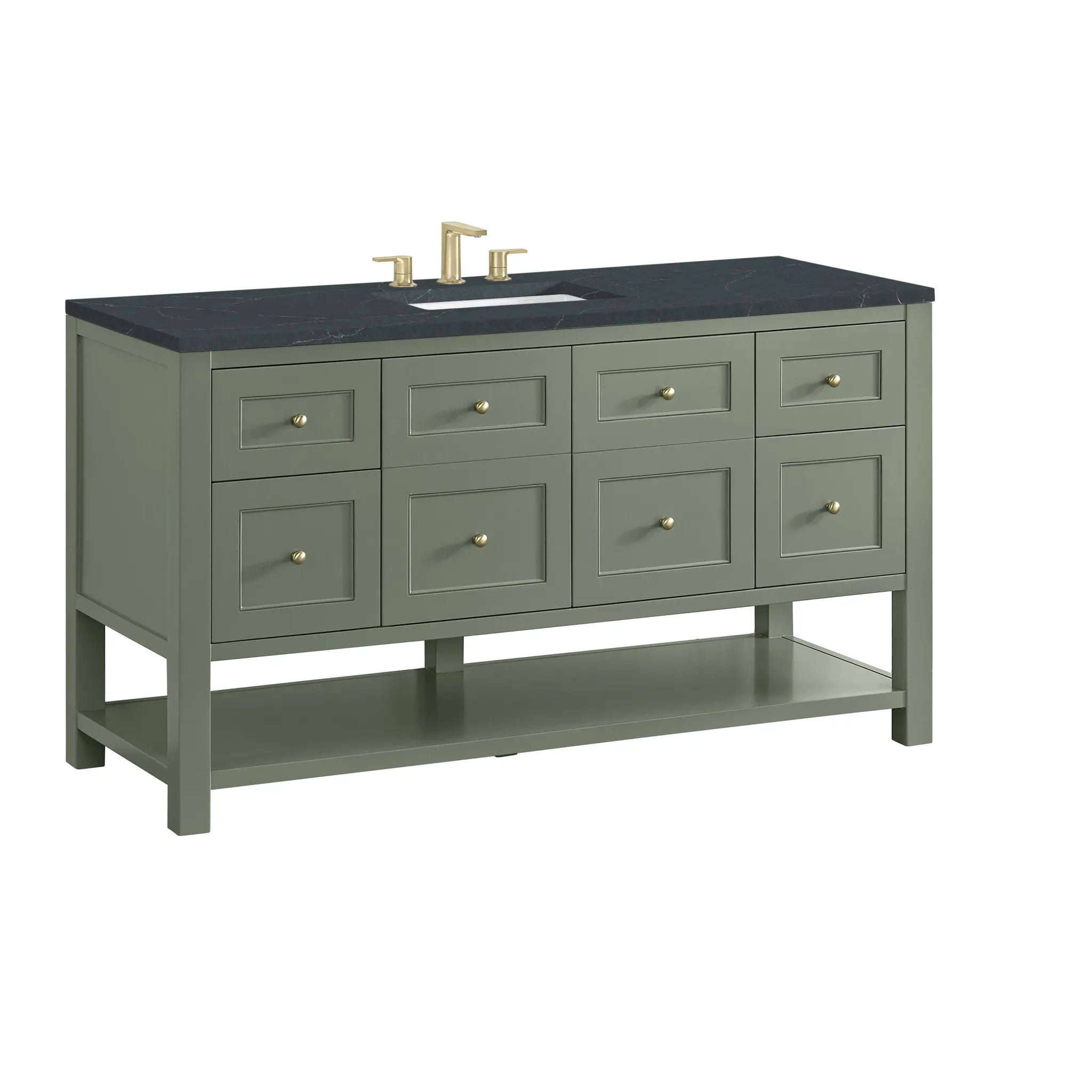 60" Breckenridge Single Vanity in Smokey Celadon-Charcoal Soapstone Silestone-8" Widespread image 7