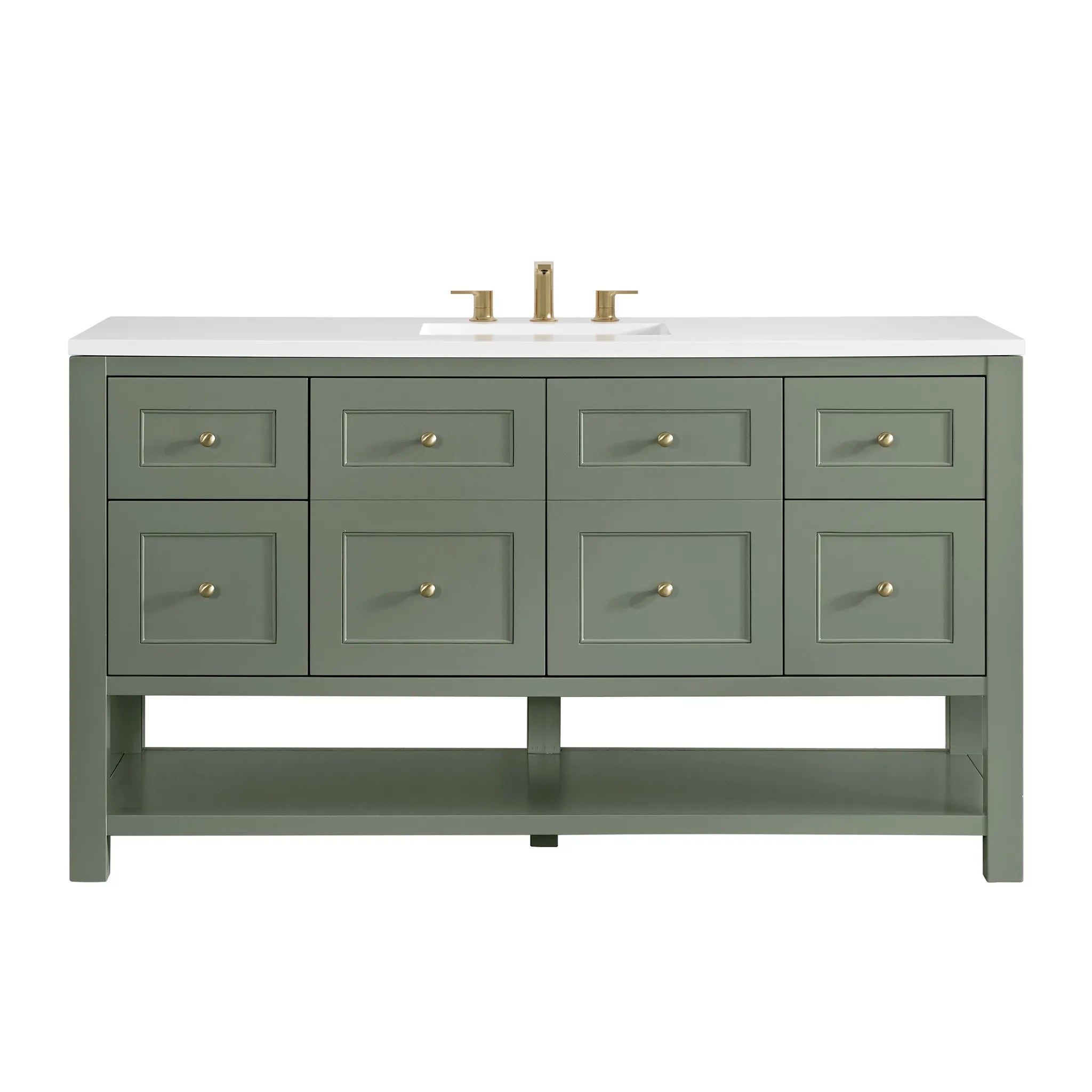 60" Breckenridge Single Vanity in Smokey Celadon-White Zeus Silestone-8" Widespread image