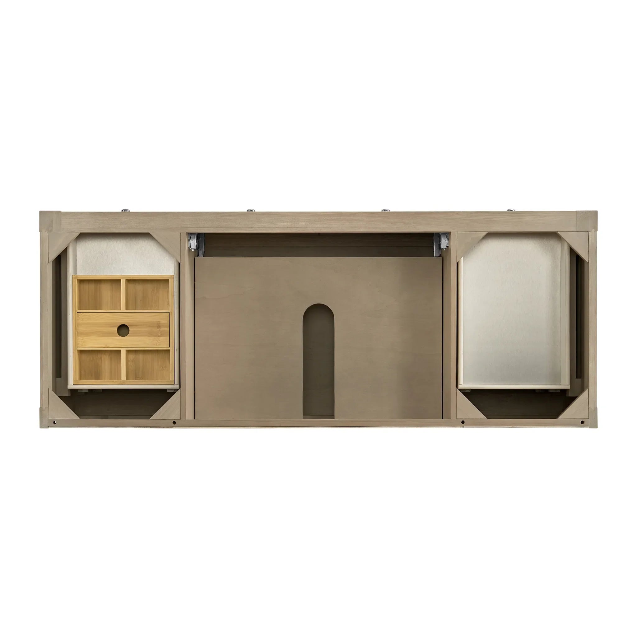 60" Breckenridge Single Vanity in Whitewashed Oak-Charcoal Soapstone Silestone-8" Widespread image 4