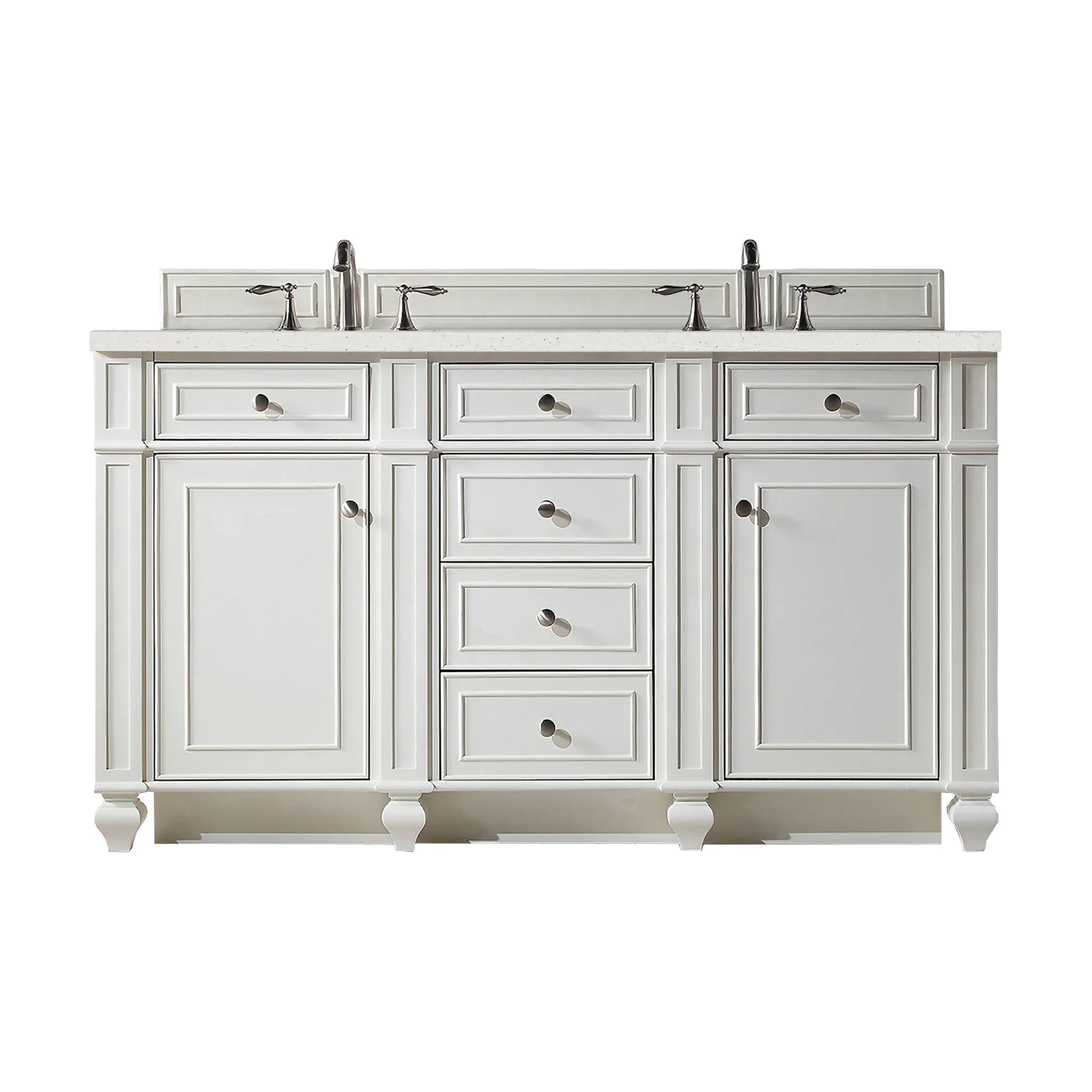 60" Bristol Double Vanity in Bright White-Lime Delight Silestone-8" Widespread image
