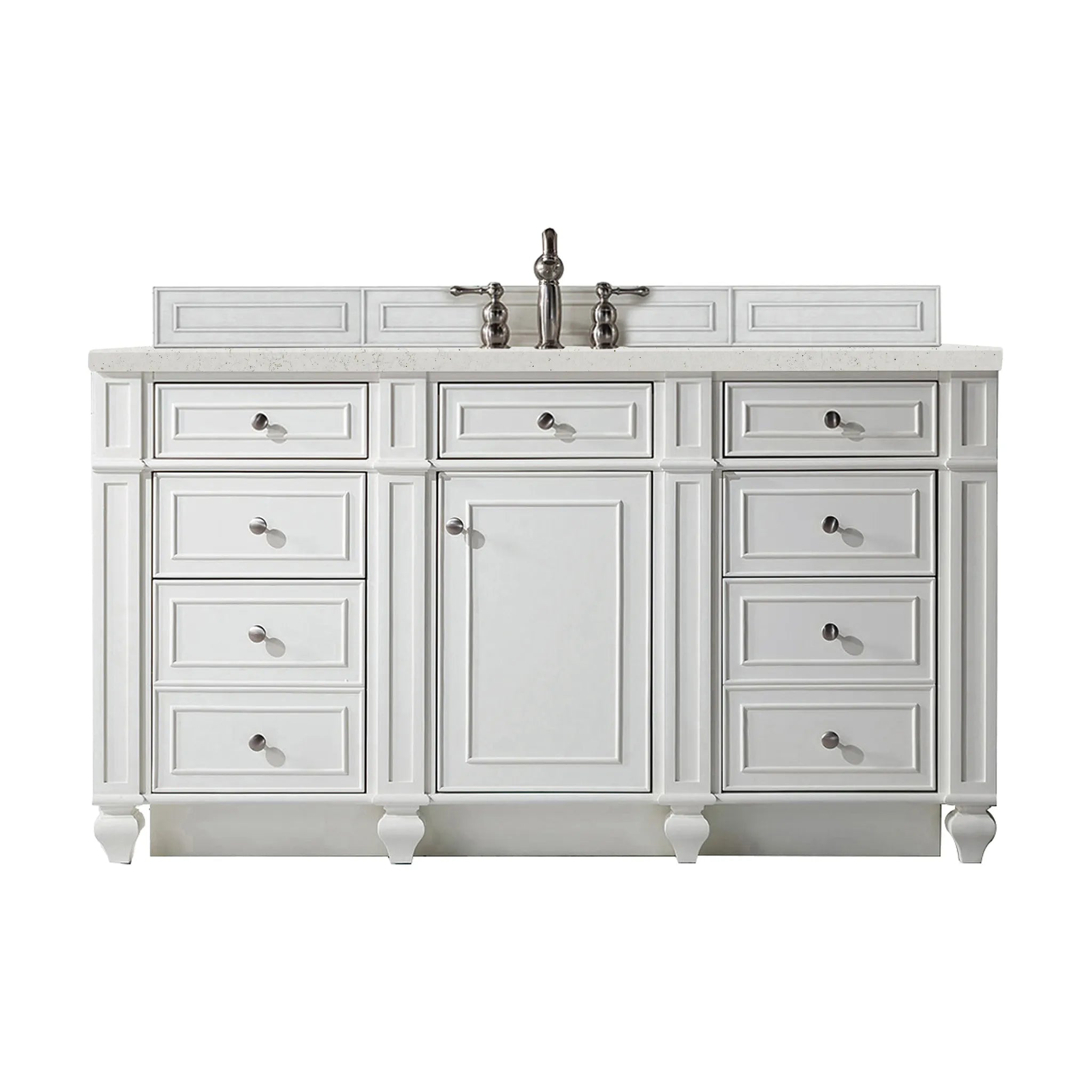 60" Bristol Single Vanity in Bright White-Lime Delight Silestone-8" Widespread image