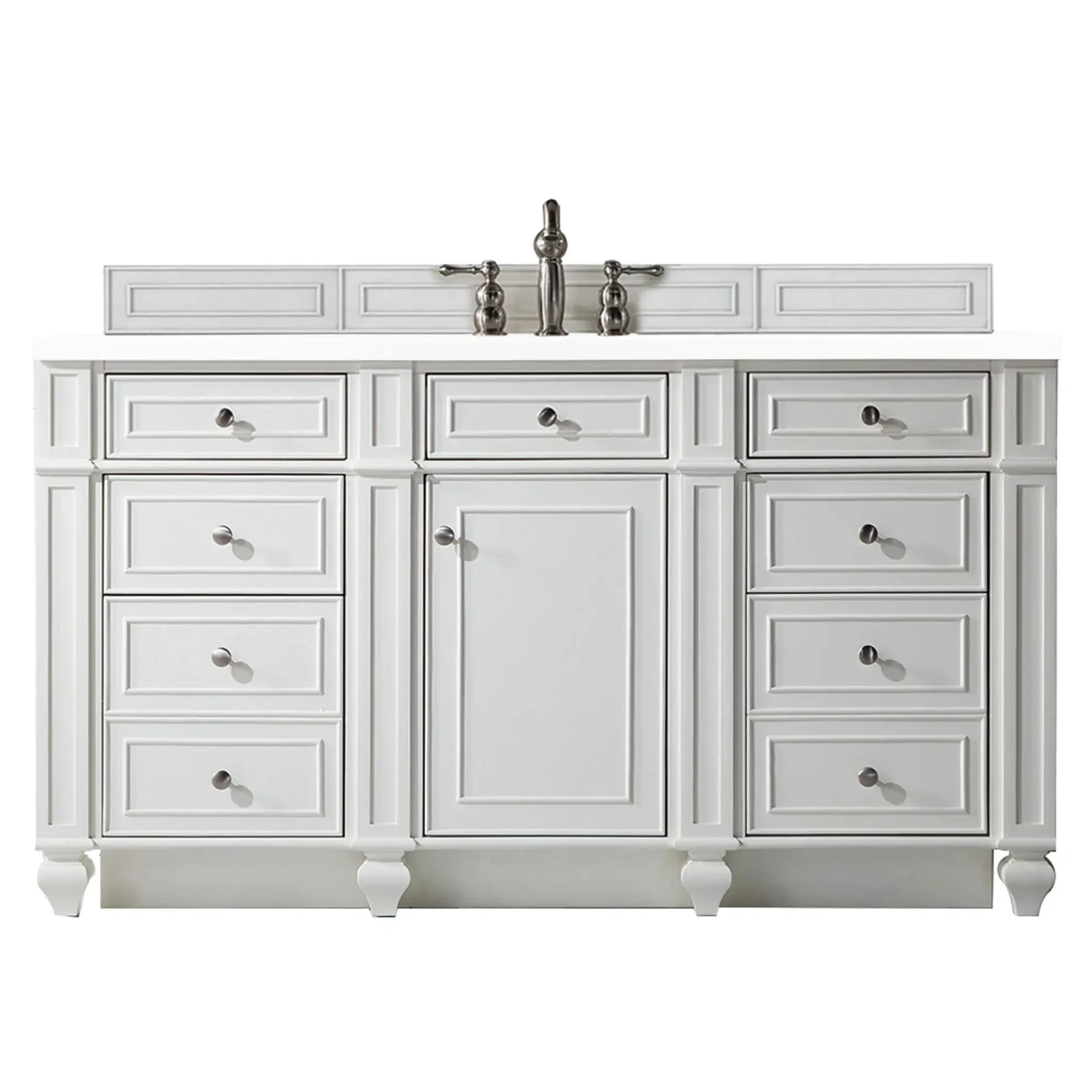 60" Bristol Single Vanity in Bright White-White Zeus Silestone-8" Widespread image
