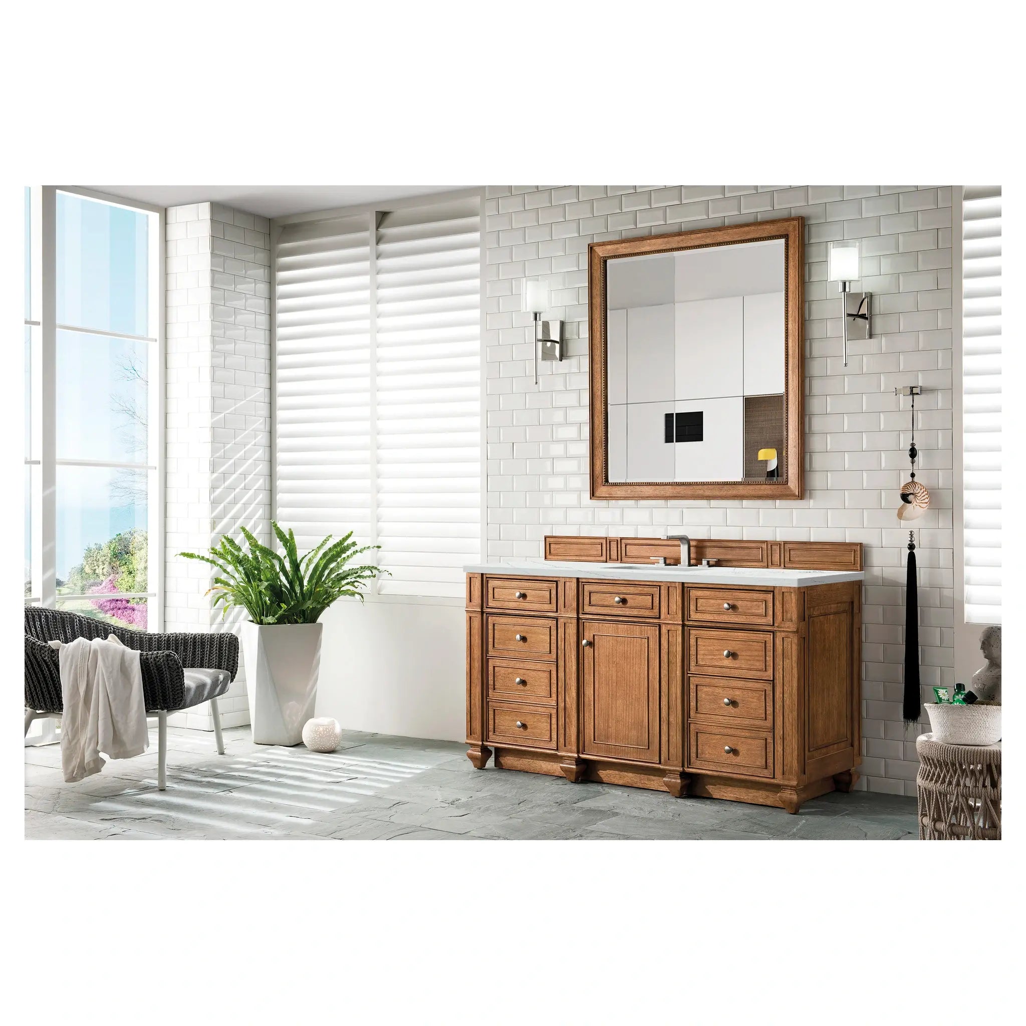 60 Bristol Single Vanity In Saddle Brown Power Enabled Ethereal Noctis Silestone 8 Widespread 6