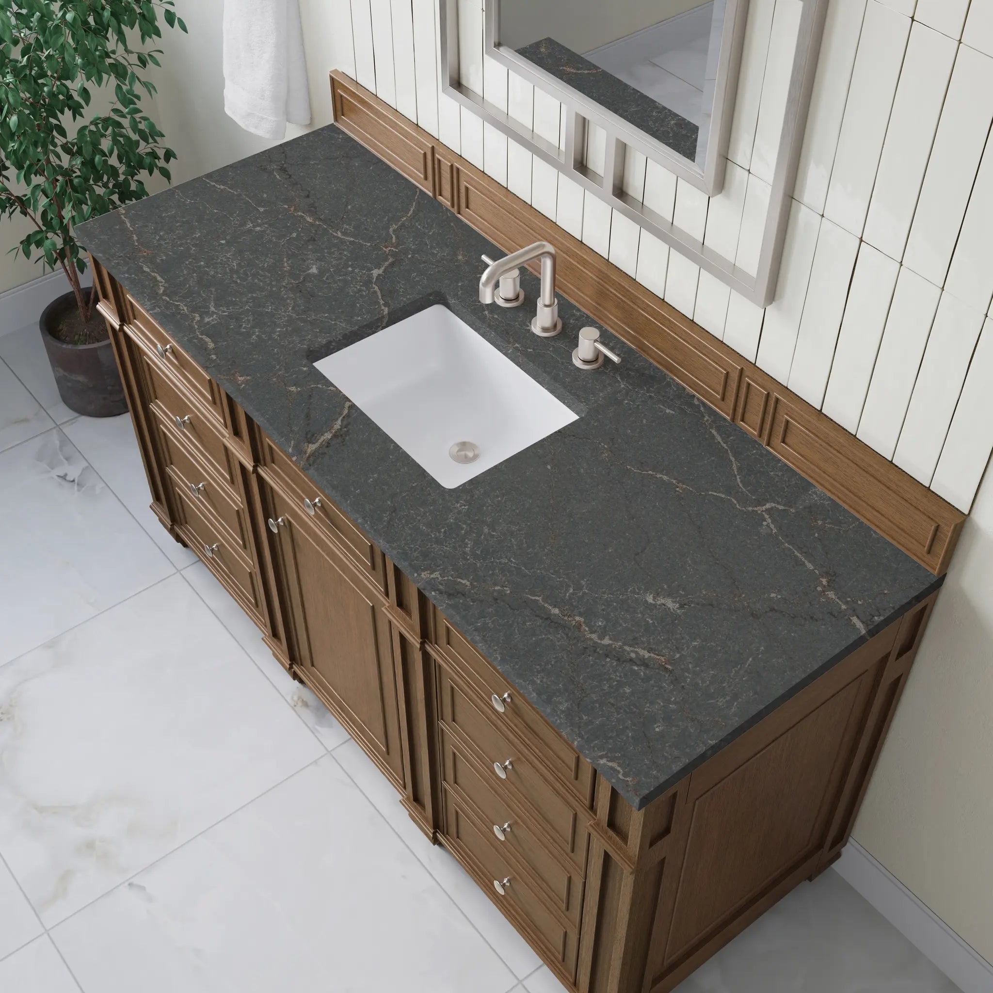 60 Bristol Single Vanity In Saddle Brown Standard Parisien Bleu Silestone 8 Widespread 5