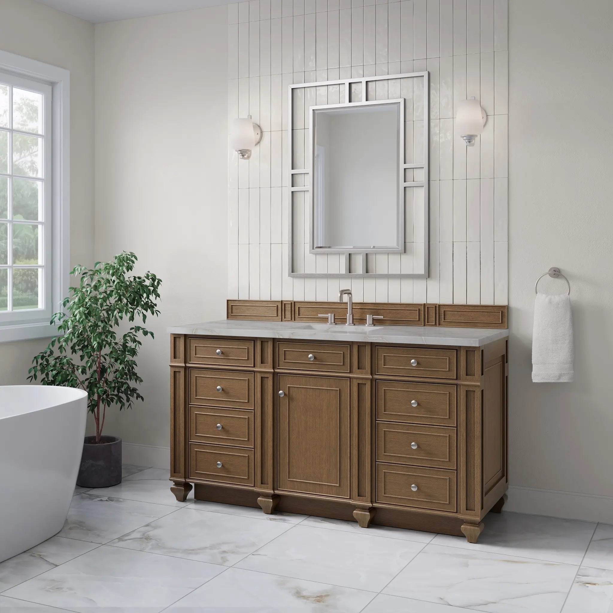 60 Bristol Single Vanity In Saddle Brown Standard Victorian Silver Silestone 8 Widespread 3