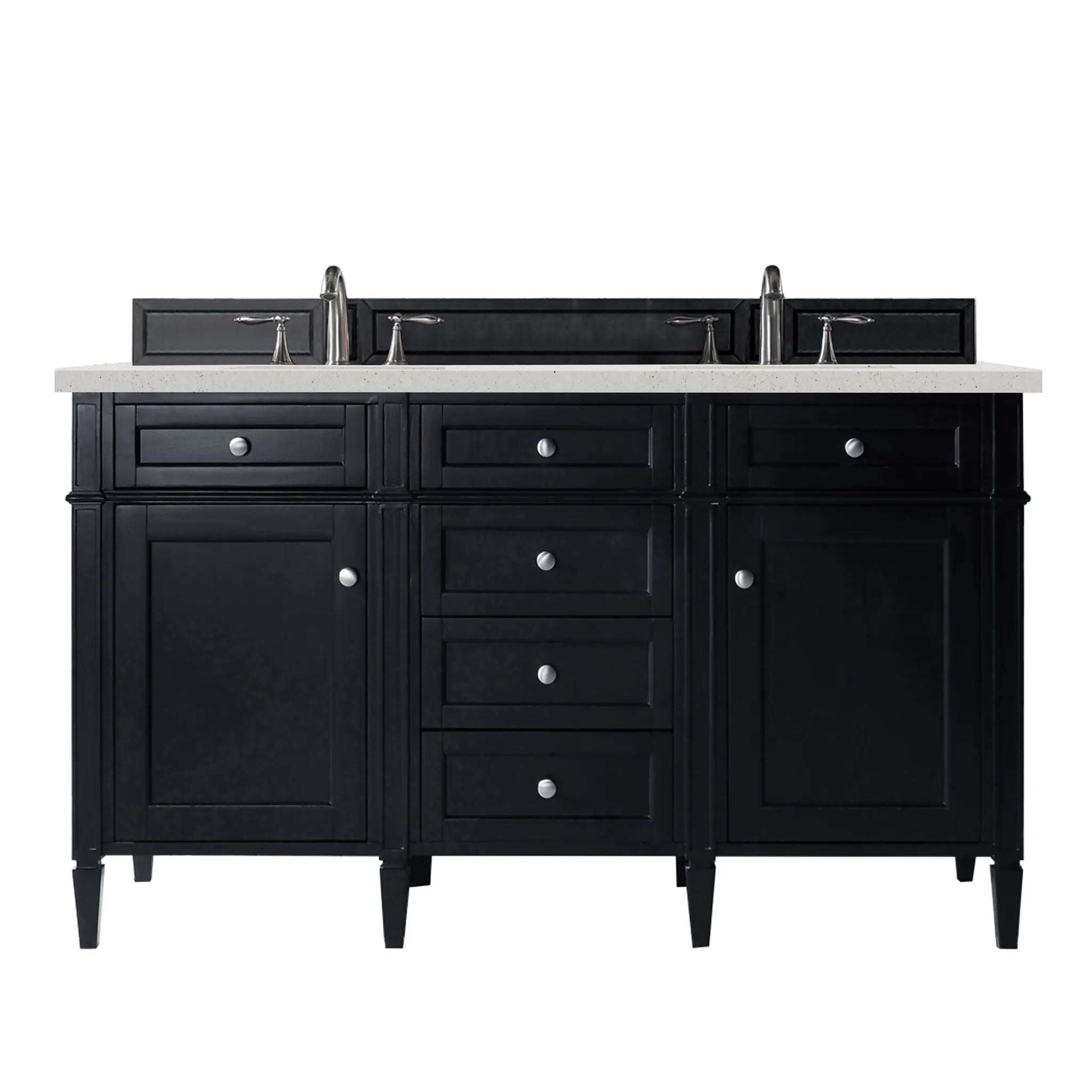 60" Brittany Double Vanity in Black Onyx-Lime Delight Silestone-8" Widespread image