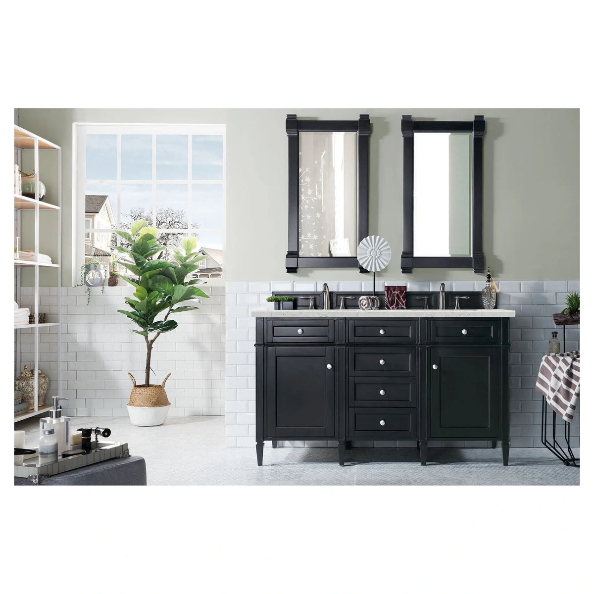 60 Brittany Double Vanity In Black Onyx Power Enabled Eternal Jasmine Pearl Silestone 8 Widespread 6