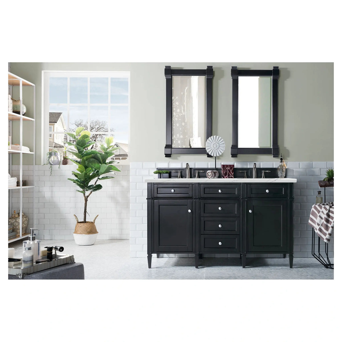 60 Brittany Double Vanity In Black Onyx Power Enabled Ethereal Noctis Silestone 8 Widespread 6