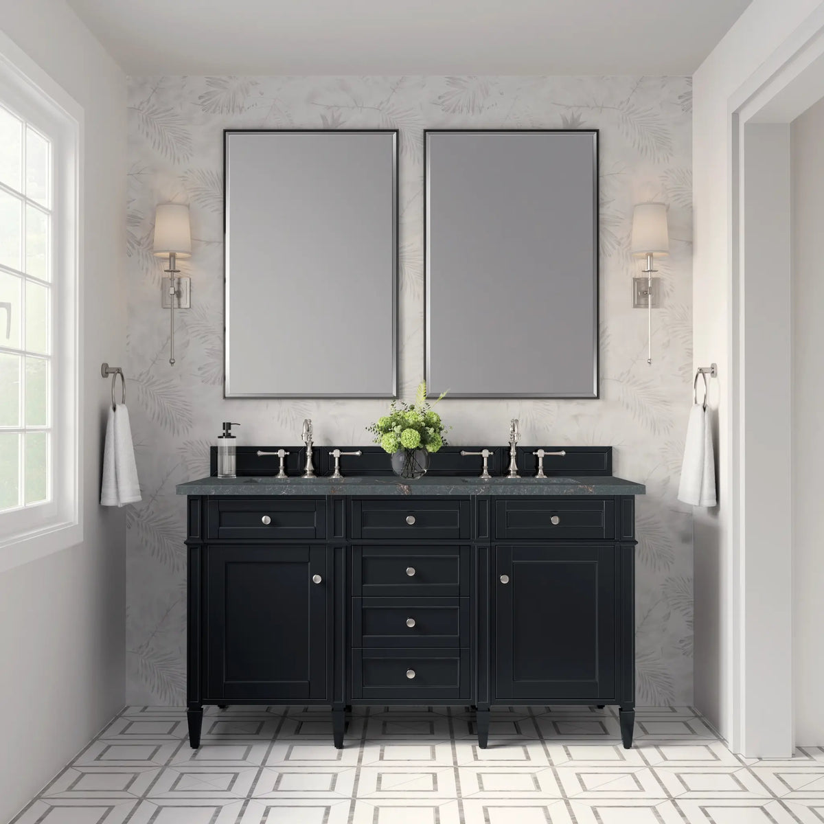 60 Brittany Double Vanity In Black Onyx Power Enabled Parisien Bleu Silestone 8 Widespread 6