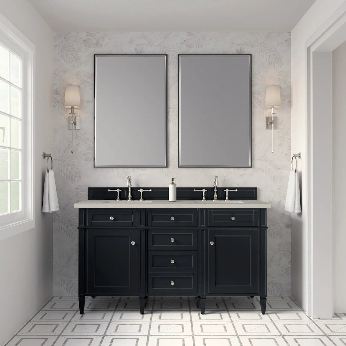 60 Brittany Double Vanity In Black Onyx Power Enabled Siberian Silestone 8 Widespread 5