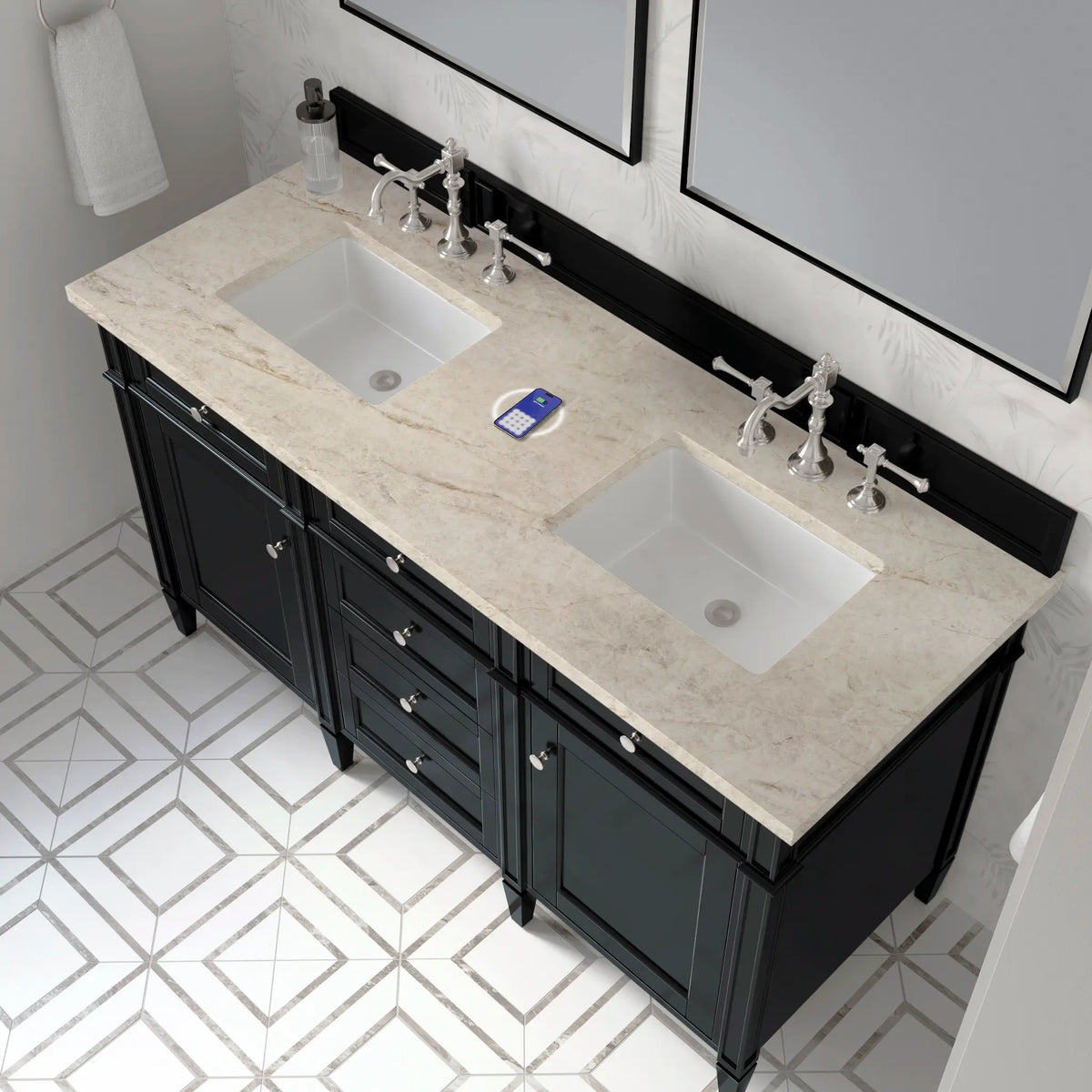 60 Brittany Double Vanity In Black Onyx Power Enabled Tajnar Eclos 8 Widespread 8