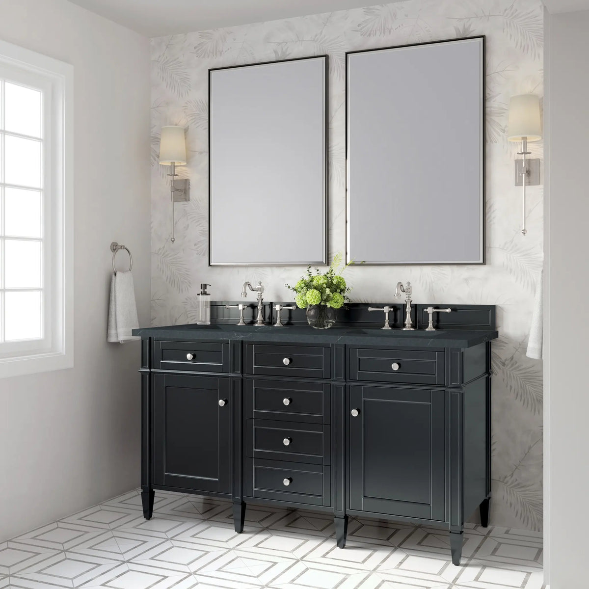 60 Brittany Double Vanity In Black Onyx Standard Charcoal Soapstone Silestone 8 Widespread 4