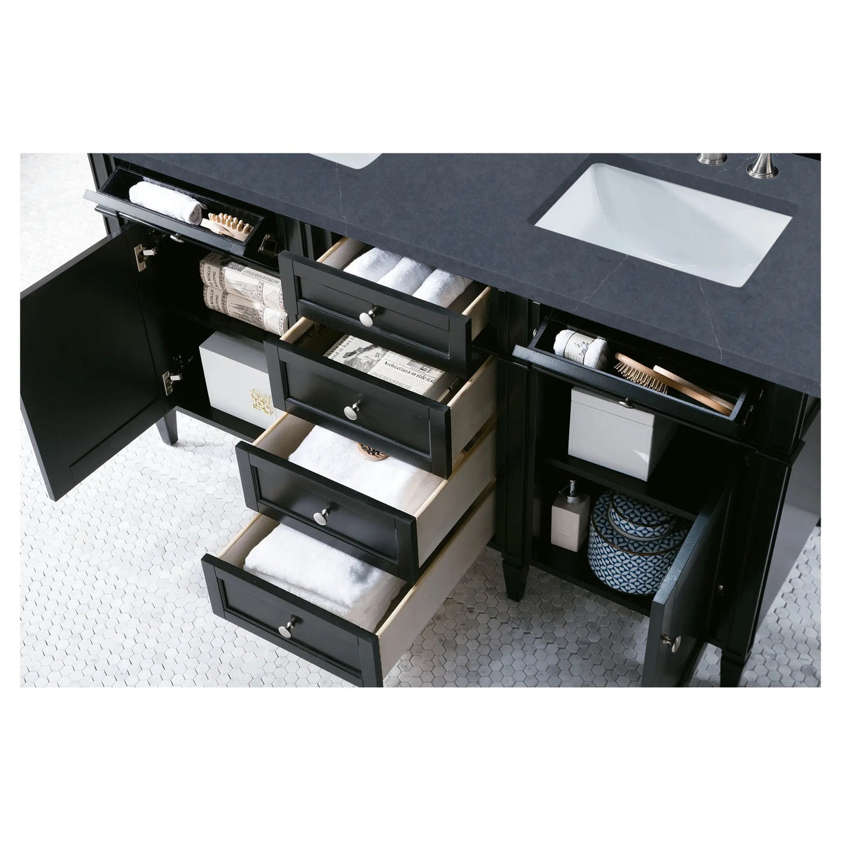 60 Brittany Double Vanity In Black Onyx Standard Charcoal Soapstone Silestone 8 Widespread 5