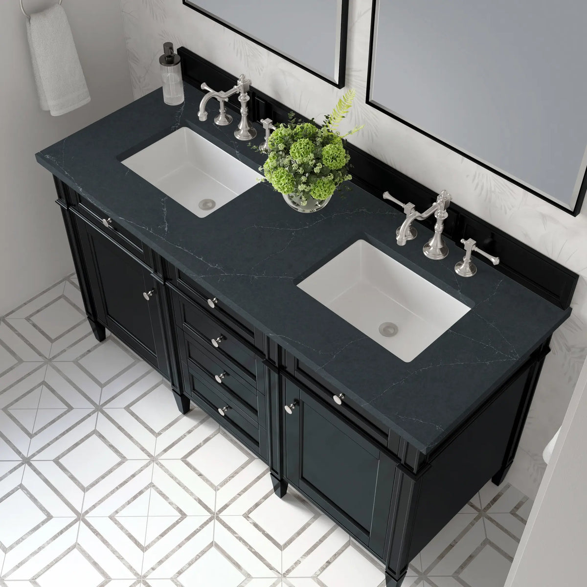 60 Brittany Double Vanity In Black Onyx Standard Charcoal Soapstone Silestone 8 Widespread 7