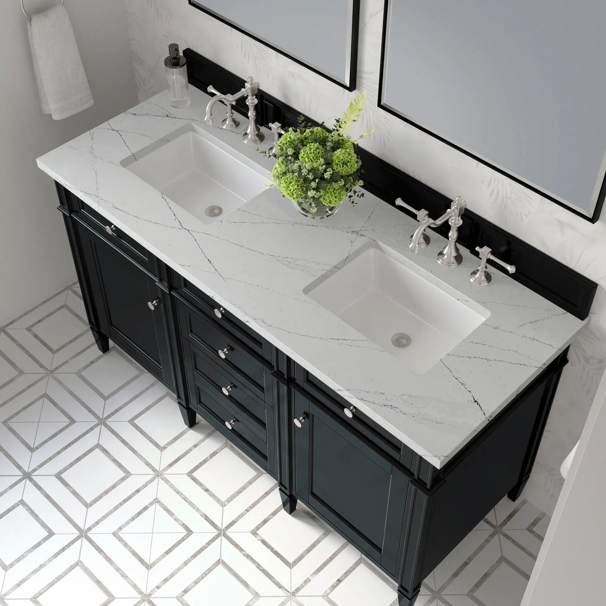 60 Brittany Double Vanity In Black Onyx Standard Ethereal Noctis Silestone 8 Widespread 7