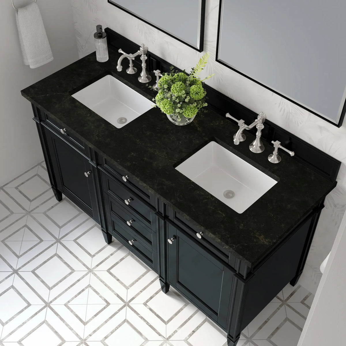 60 Brittany Double Vanity In Black Onyx Standard Phantome Eclos 8 Widespread 6