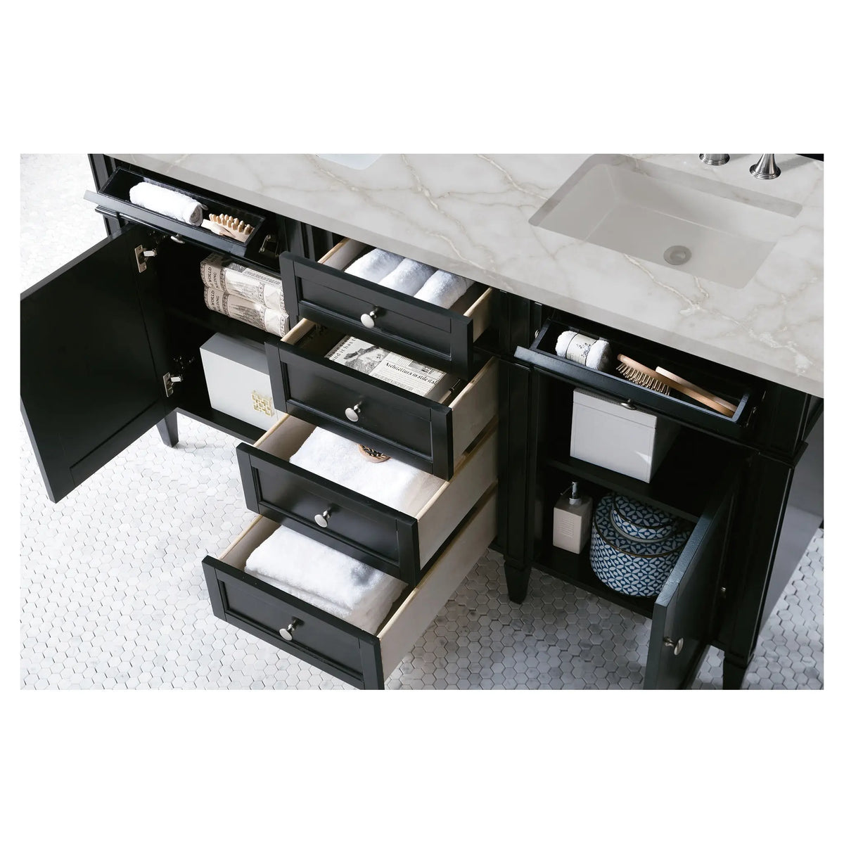 60 Brittany Double Vanity In Black Onyx Standard Victorian Silver Silestone 8 Widespread 5