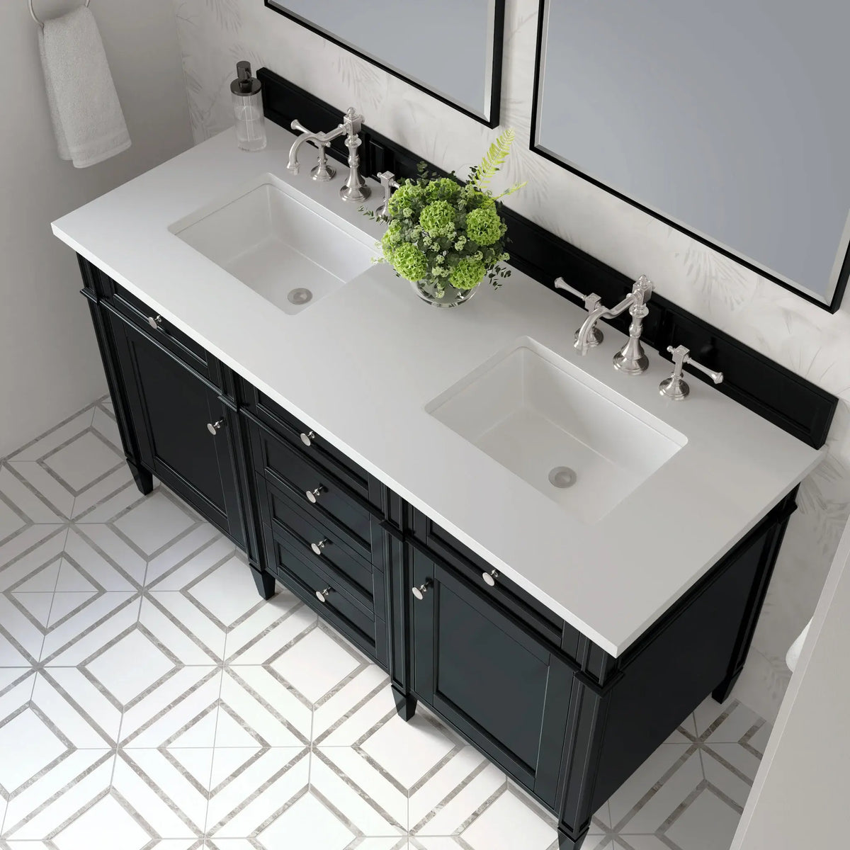 60 Brittany Double Vanity In Black Onyx Standard White Zeus Silestone 8 Widespread 6
