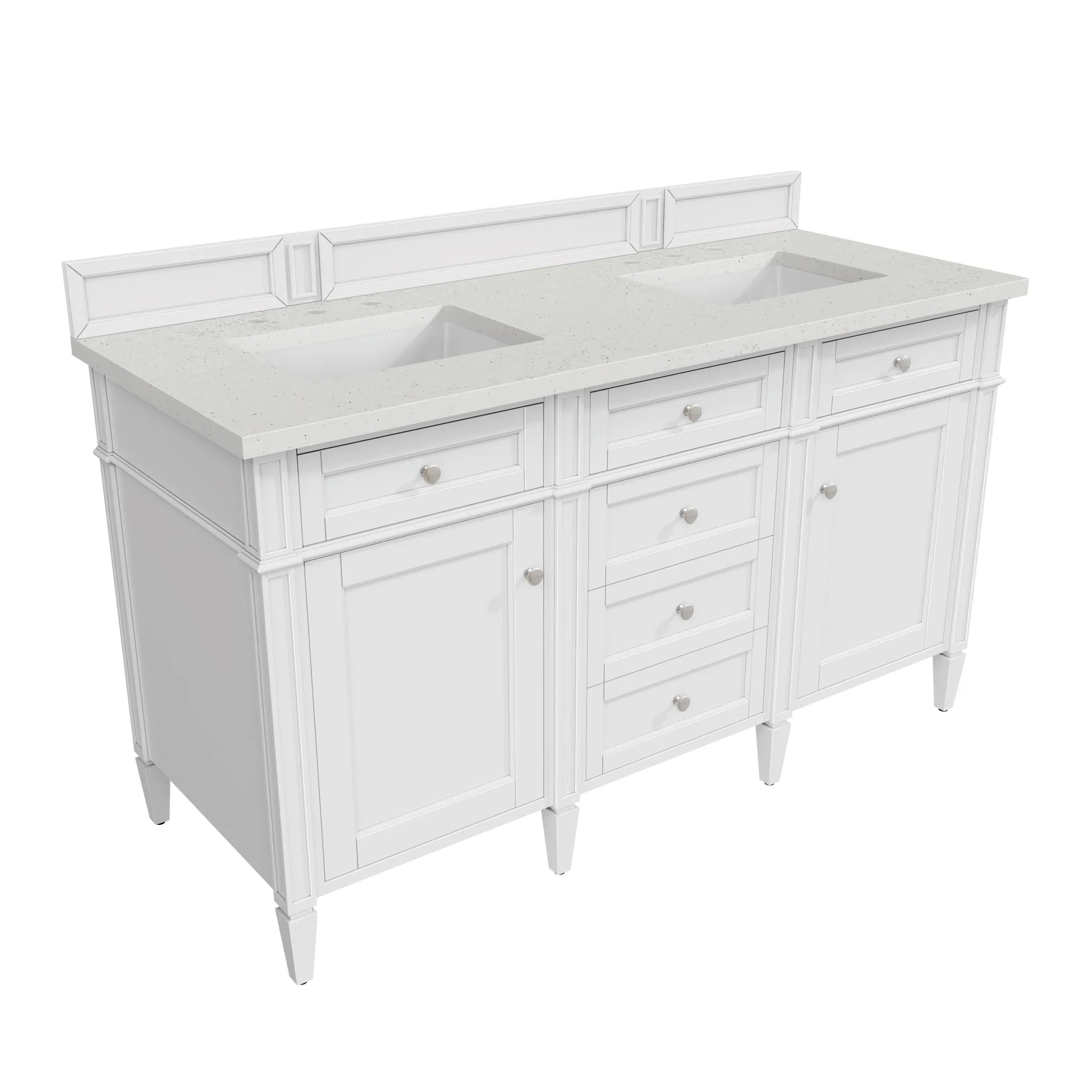 60" Brittany Double Vanity in Bright White Vanity-Lime Delight Silestone-8" Widespread image 5