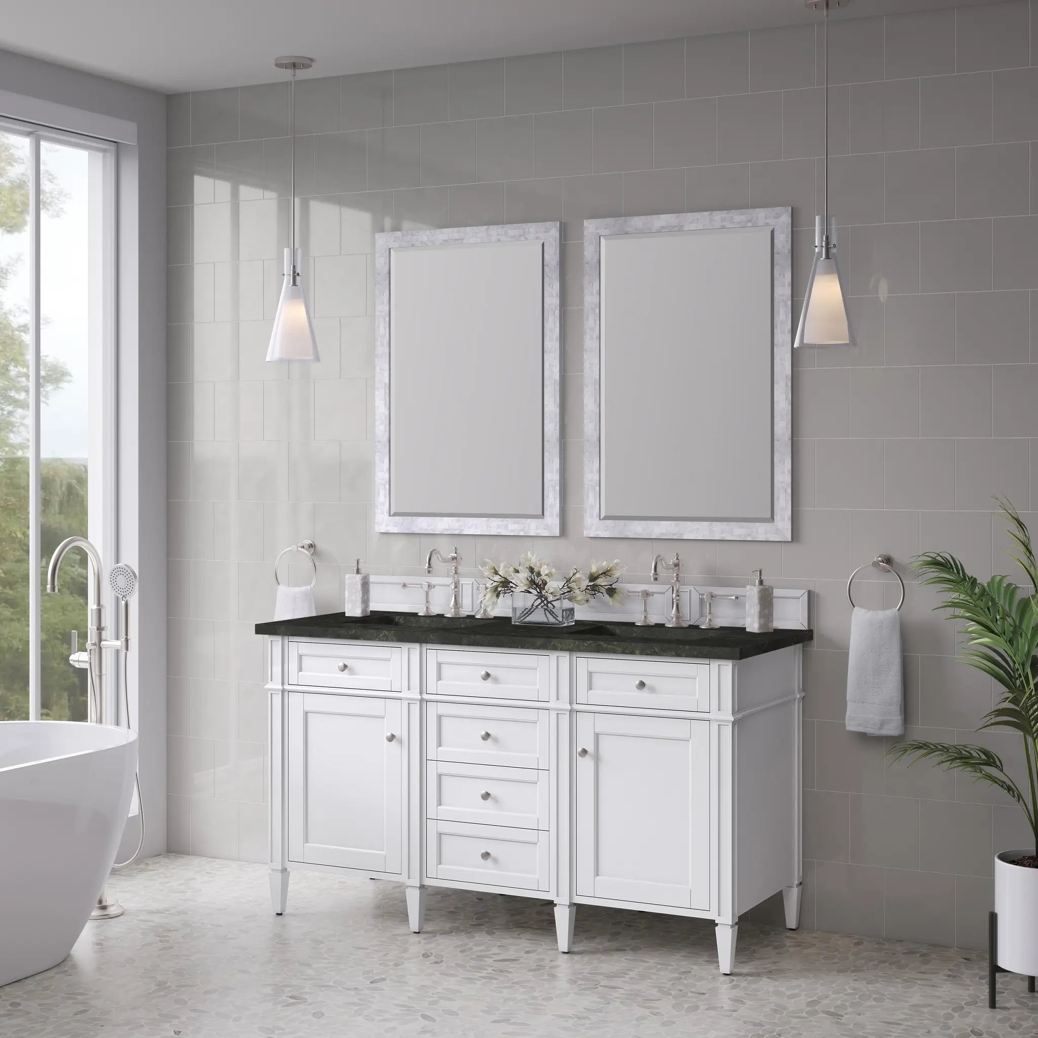 60 Brittany Double Vanity In Bright White Vanity Standard Phantome Eclos 8 Widespread 4