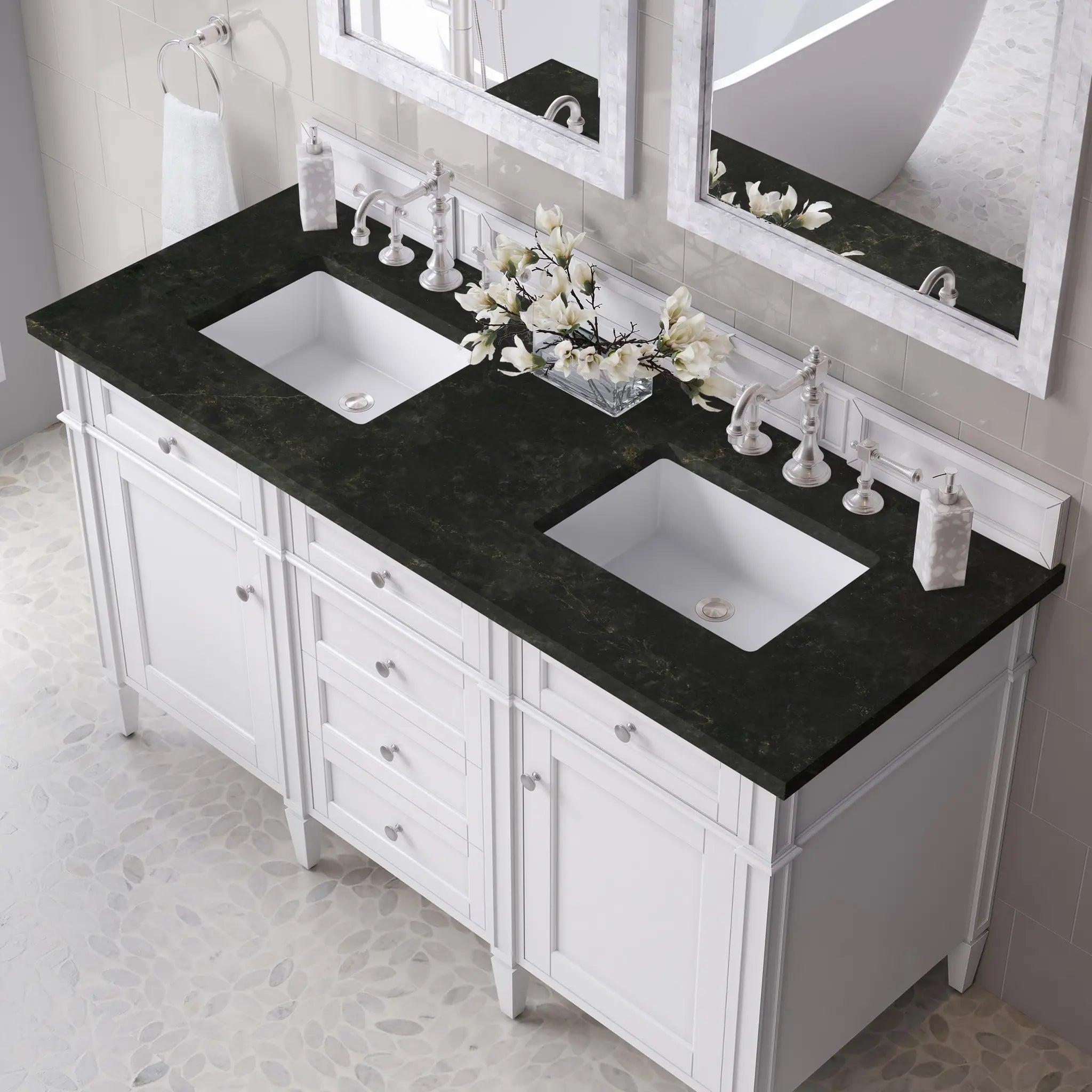 60 Brittany Double Vanity In Bright White Vanity Standard Phantome Eclos 8 Widespread 6