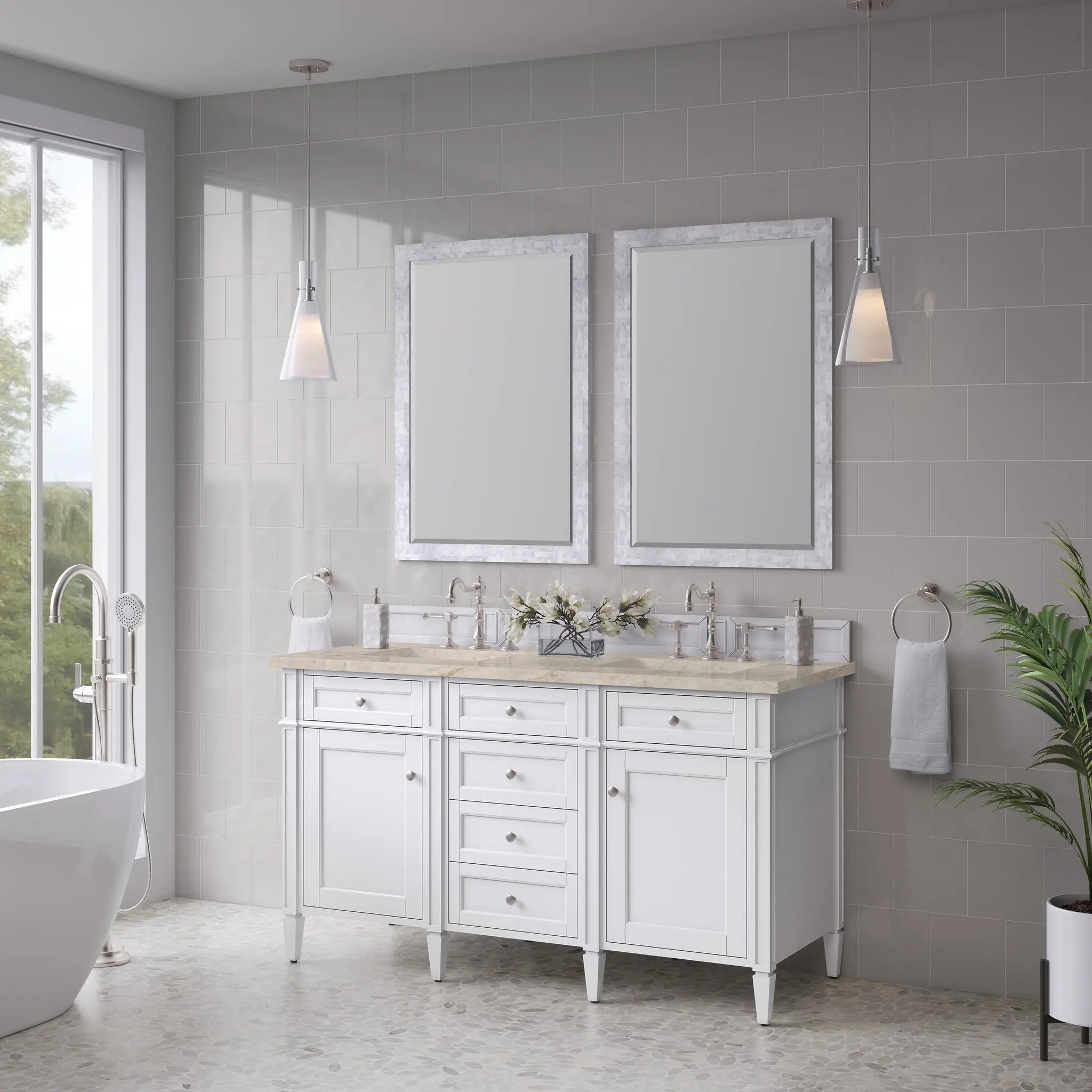 60 Brittany Double Vanity In Bright White Vanity Standard Tajnar Eclos 8 Widespread 4