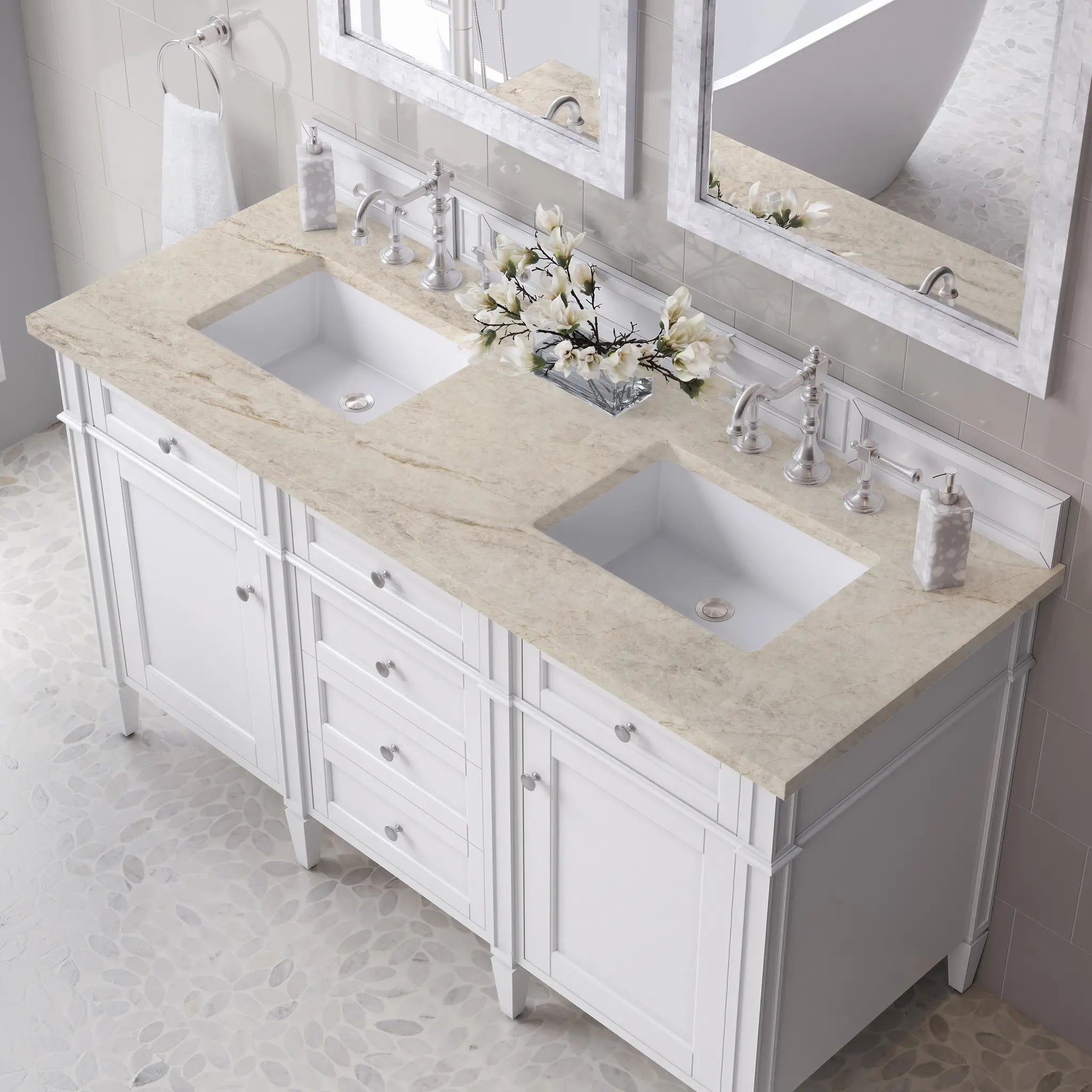 60 Brittany Double Vanity In Bright White Vanity Standard Tajnar Eclos 8 Widespread 6