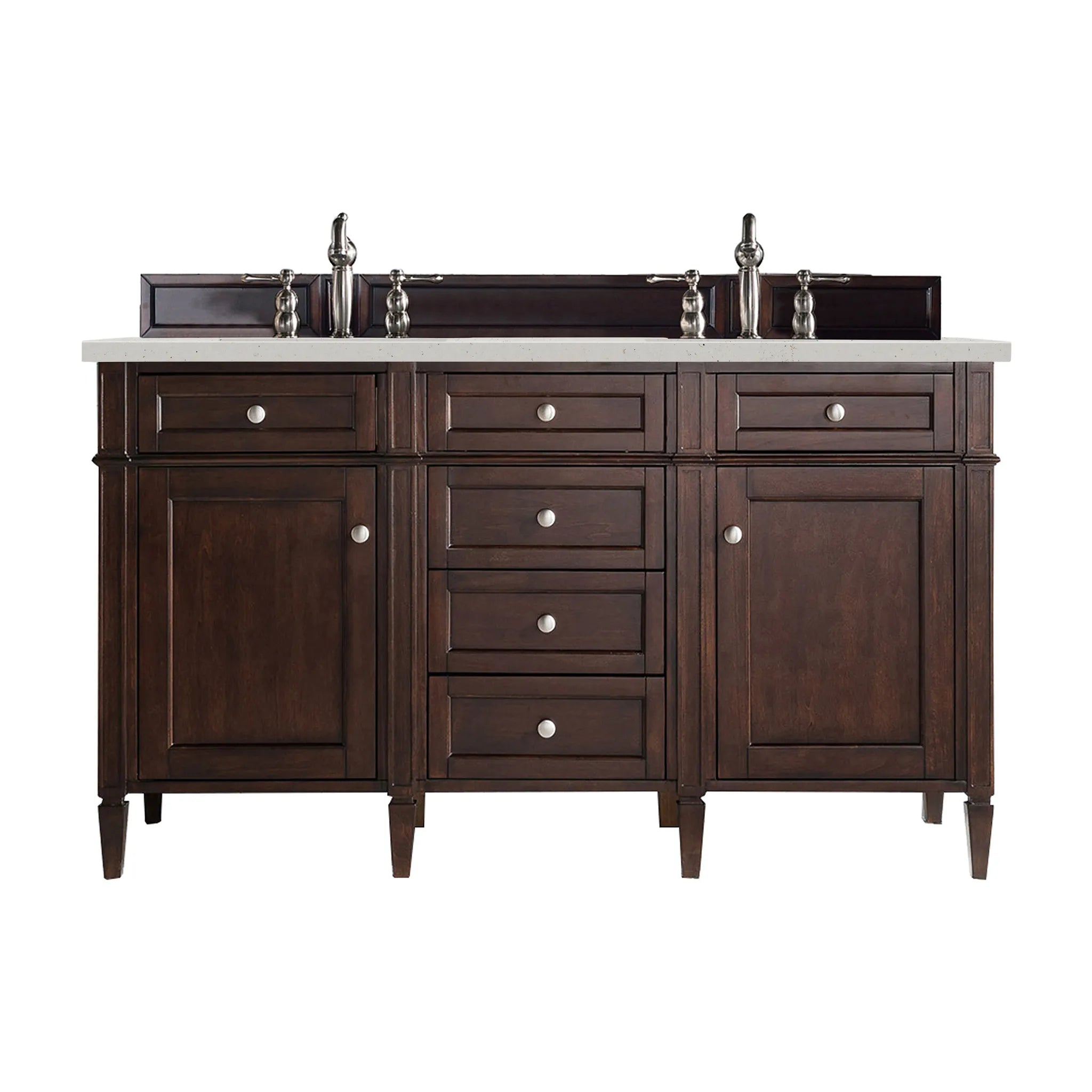 60" Brittany Double Vanity in Burnished Mahogany-Lime Delight Silestone-8" Widespread image