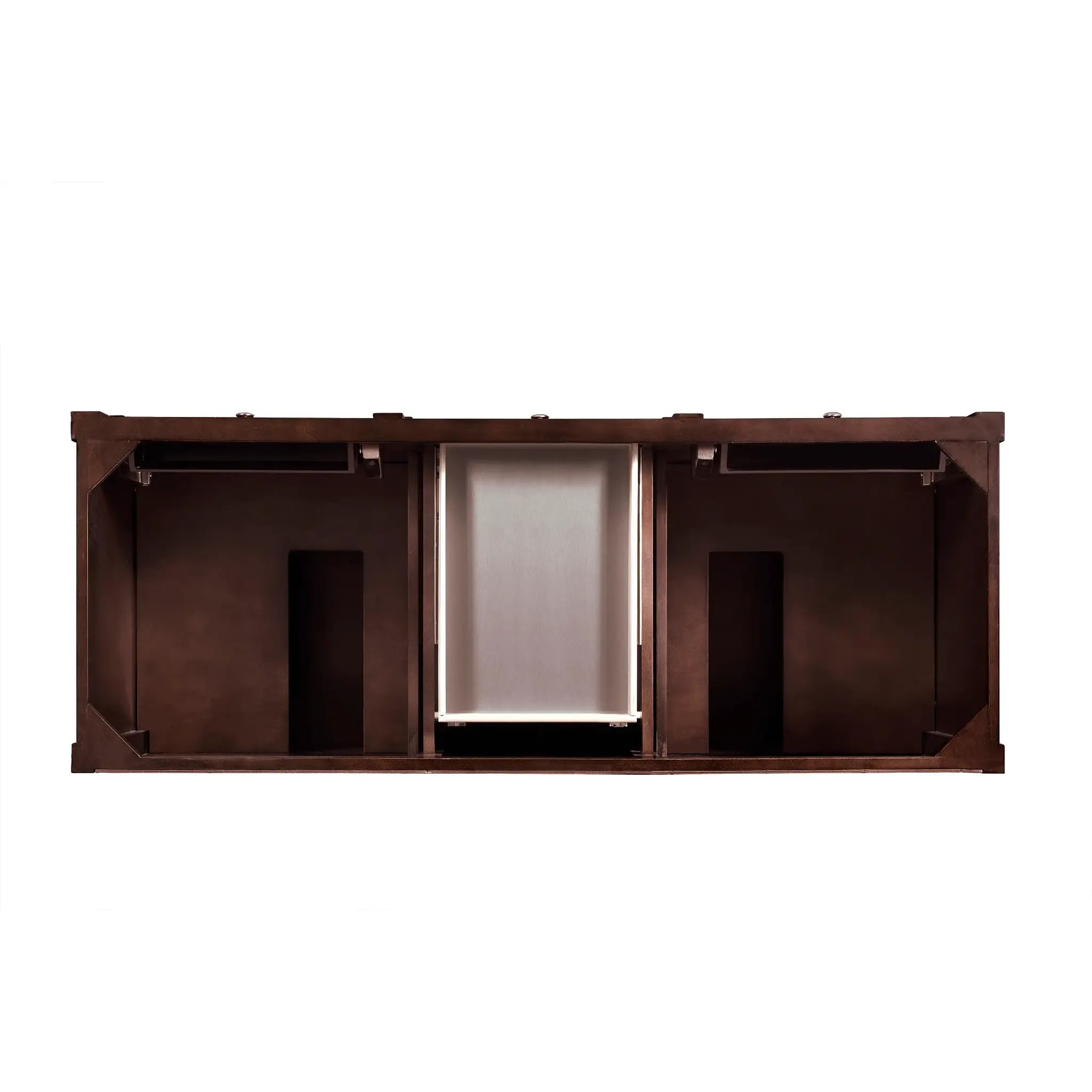 60" Brittany Double Vanity in Burnished Mahogany Wireless Charger-Victorian Silver Silestone-8" Widespread image 7