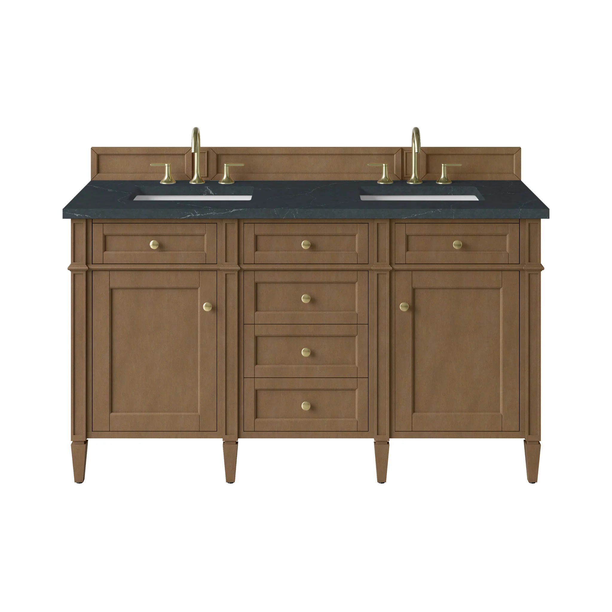 60" Brittany Double Vanity in Pecan by James Martin Vanities-Charcoal Soapstone Silestone 