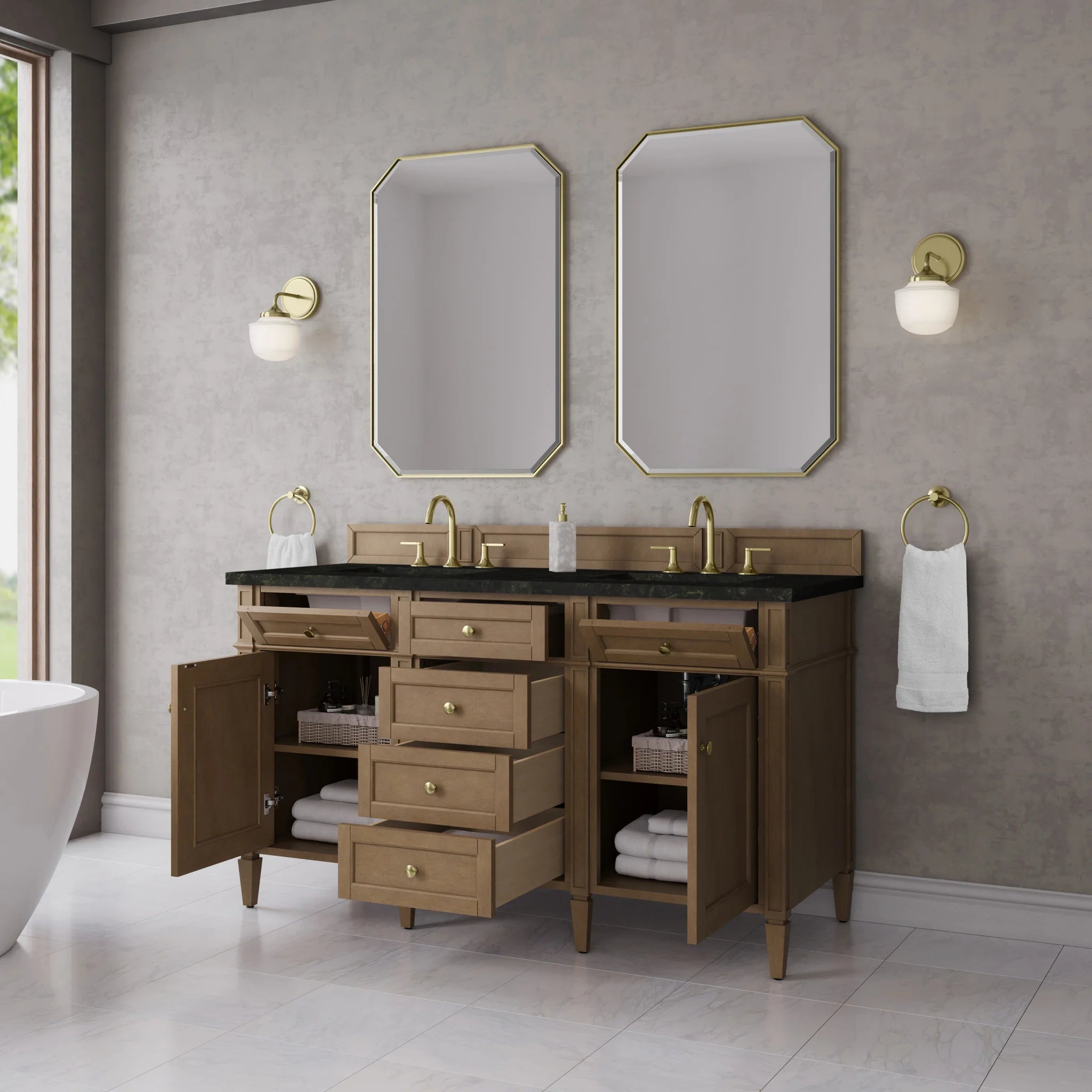 60" Brittany Double Vanity in Pecan by James Martin Vanities-Phantome Eclos 3