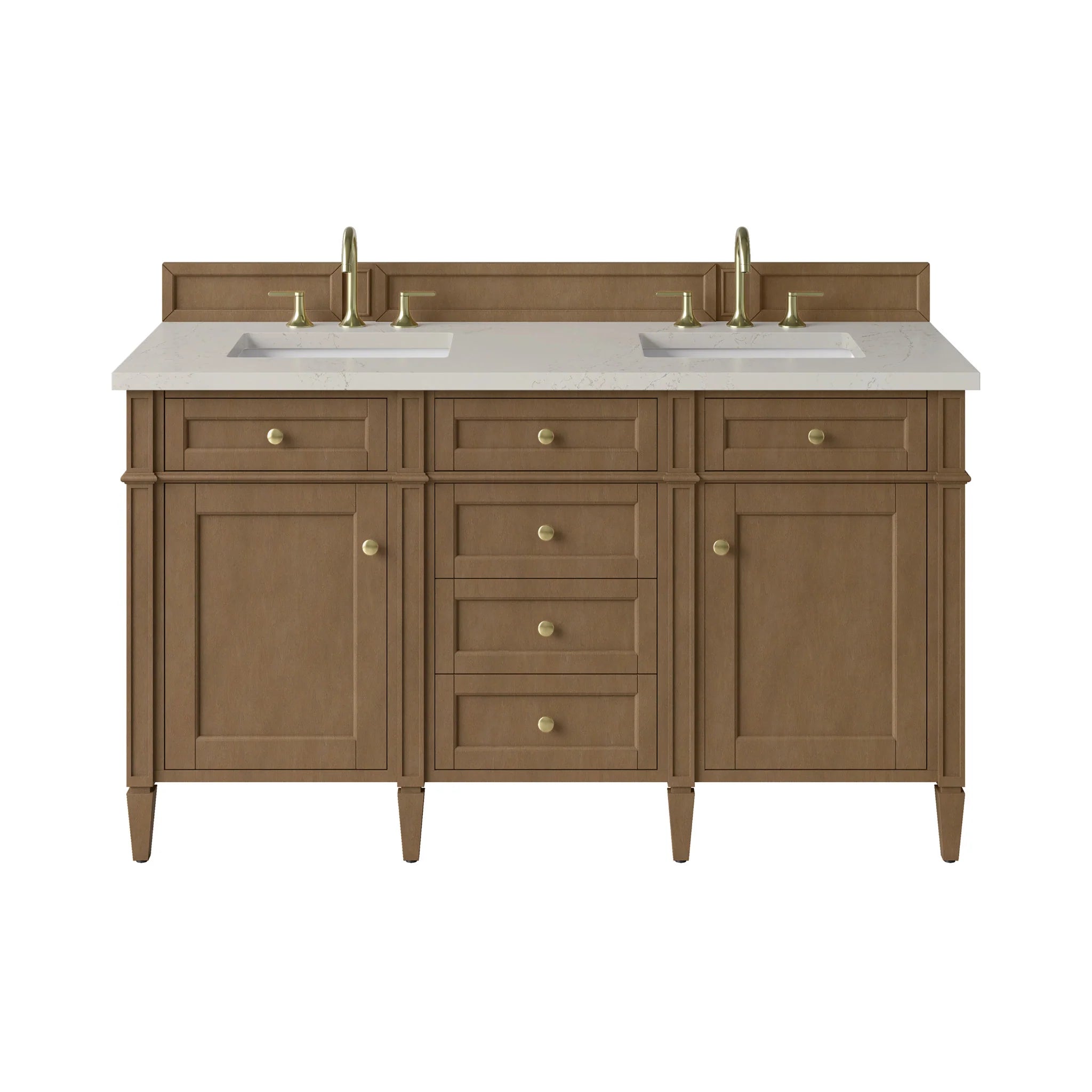60" Brittany Double Vanity in Pecan by James Martin Vanities-Siberian Silestone 