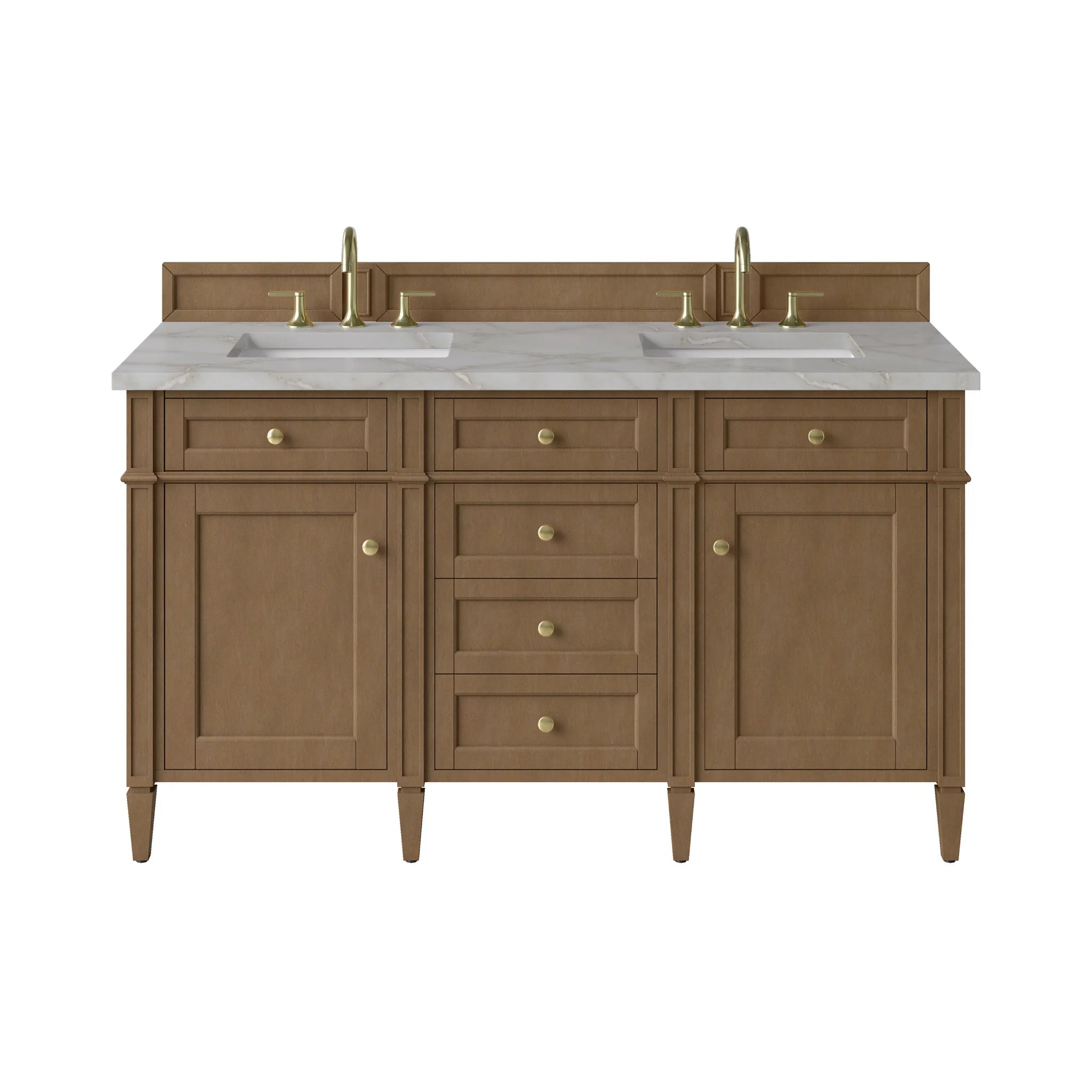 60" Brittany Double Vanity in Pecan by James Martin Vanities-Victorian Silver Silestone 