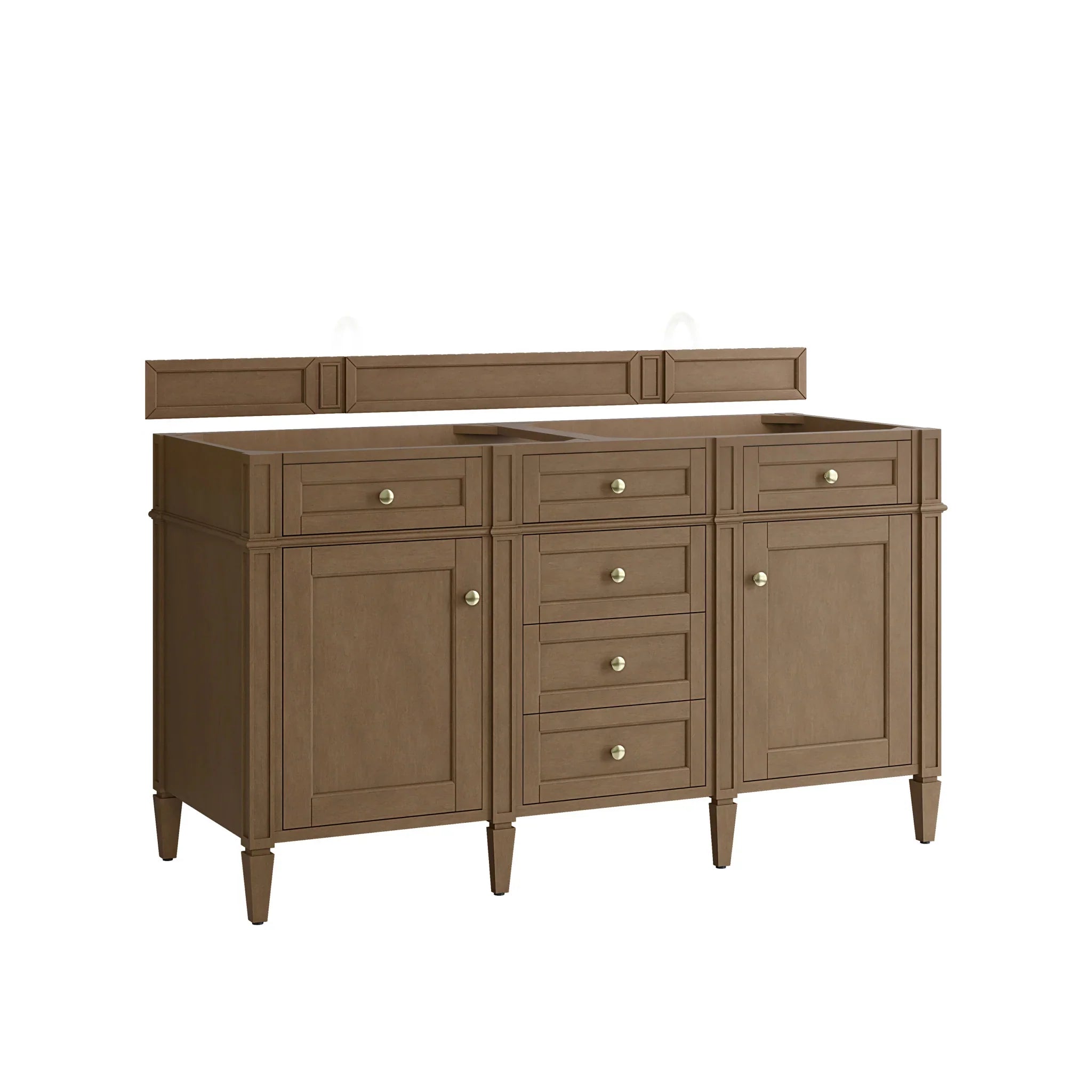 60" Brittany Double Vanity in Pecan w/FreePower Wireless Charger by James Martin Vanities-Parisien Bleu Silestone 8