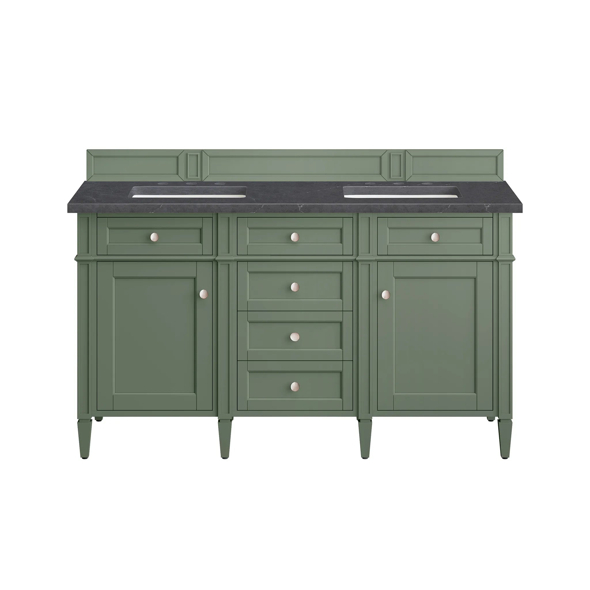 60" Brittany Double Vanity in Smokey Celadon-Charcoal Soapstone Silestone-8" Widespread image