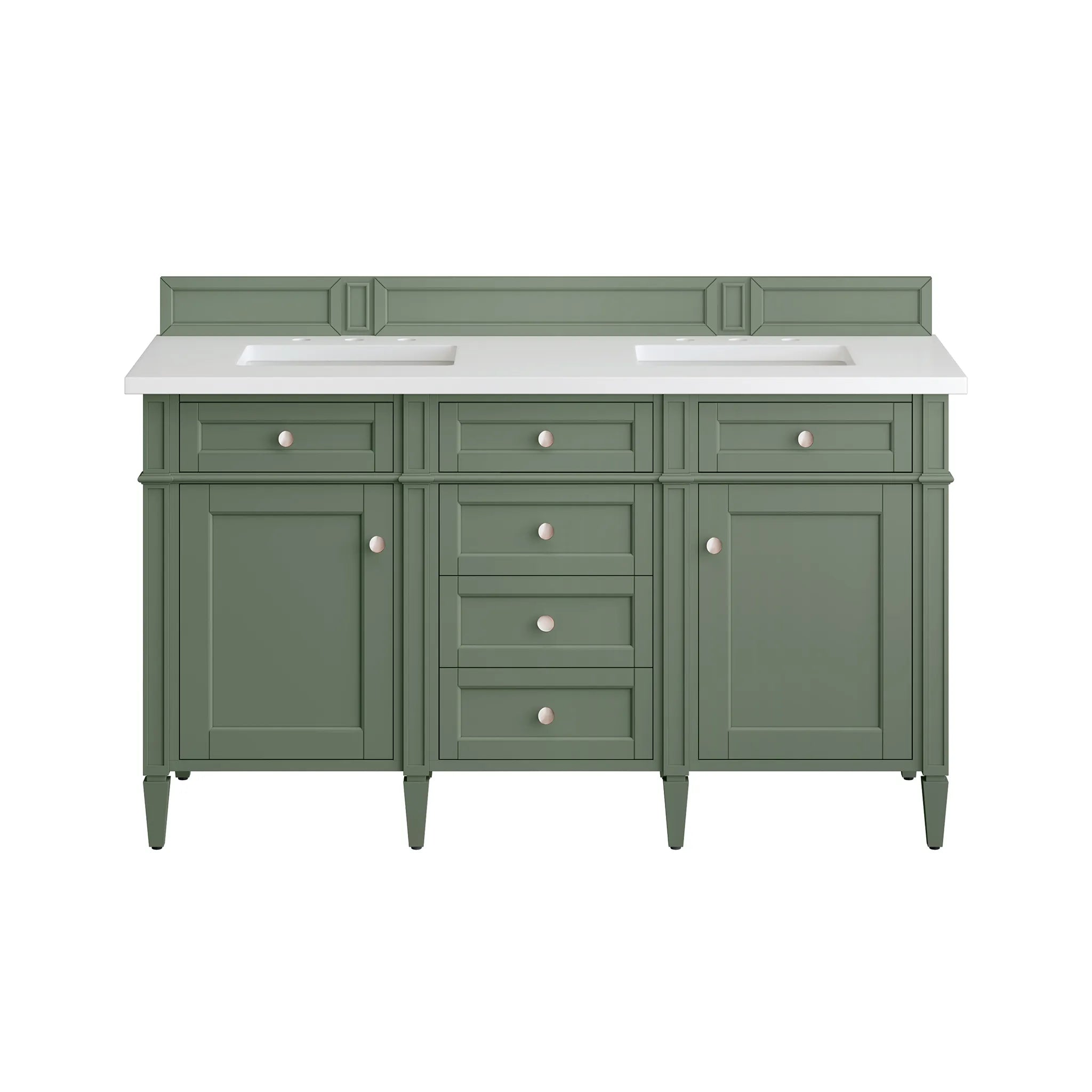 60" Brittany Double Vanity in Smokey Celadon-White Zeus Silestone-8" Widespread image 1
