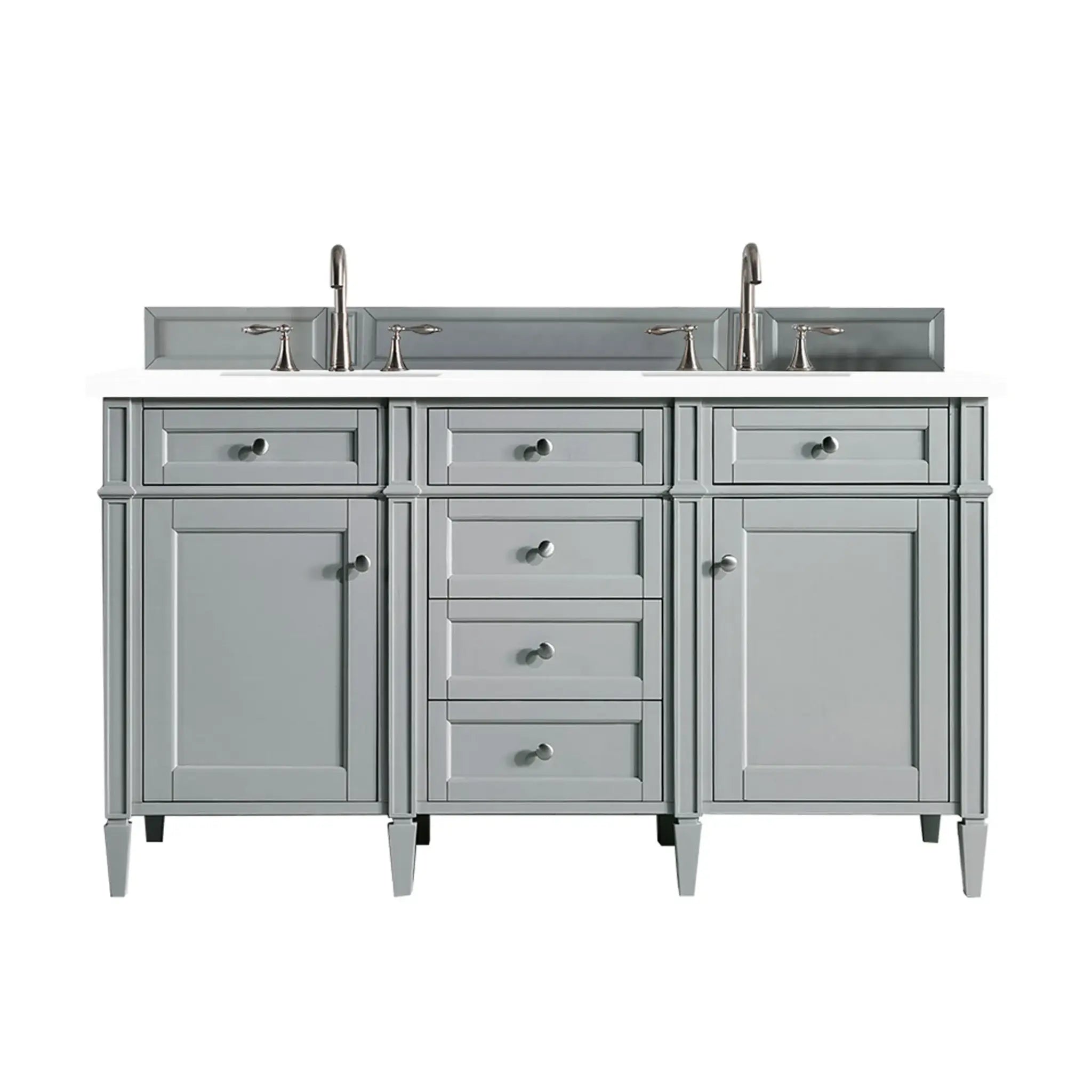 60" Brittany Double Vanity in Urban Gray-White Zeus Silestone-8" Widespread image