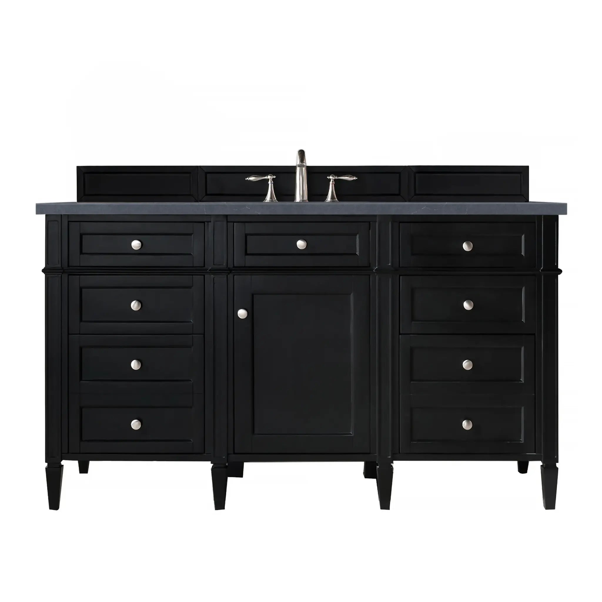 60" Brittany Single Vanity in Black Onyx-Charcoal Soapstone Silestone-8" Widespread image