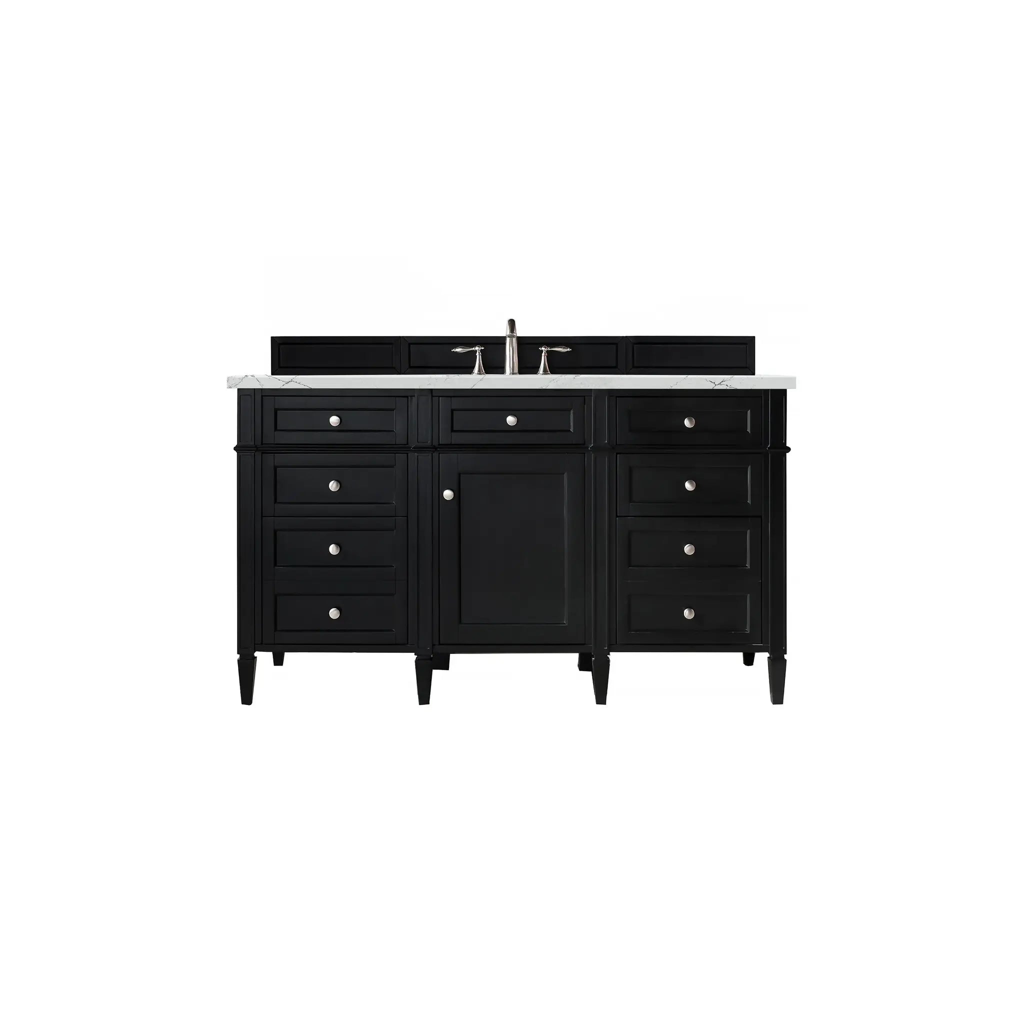 60" Brittany Single Vanity in Black Onyx-Ethereal Noctis Silestone-8" Widespread image