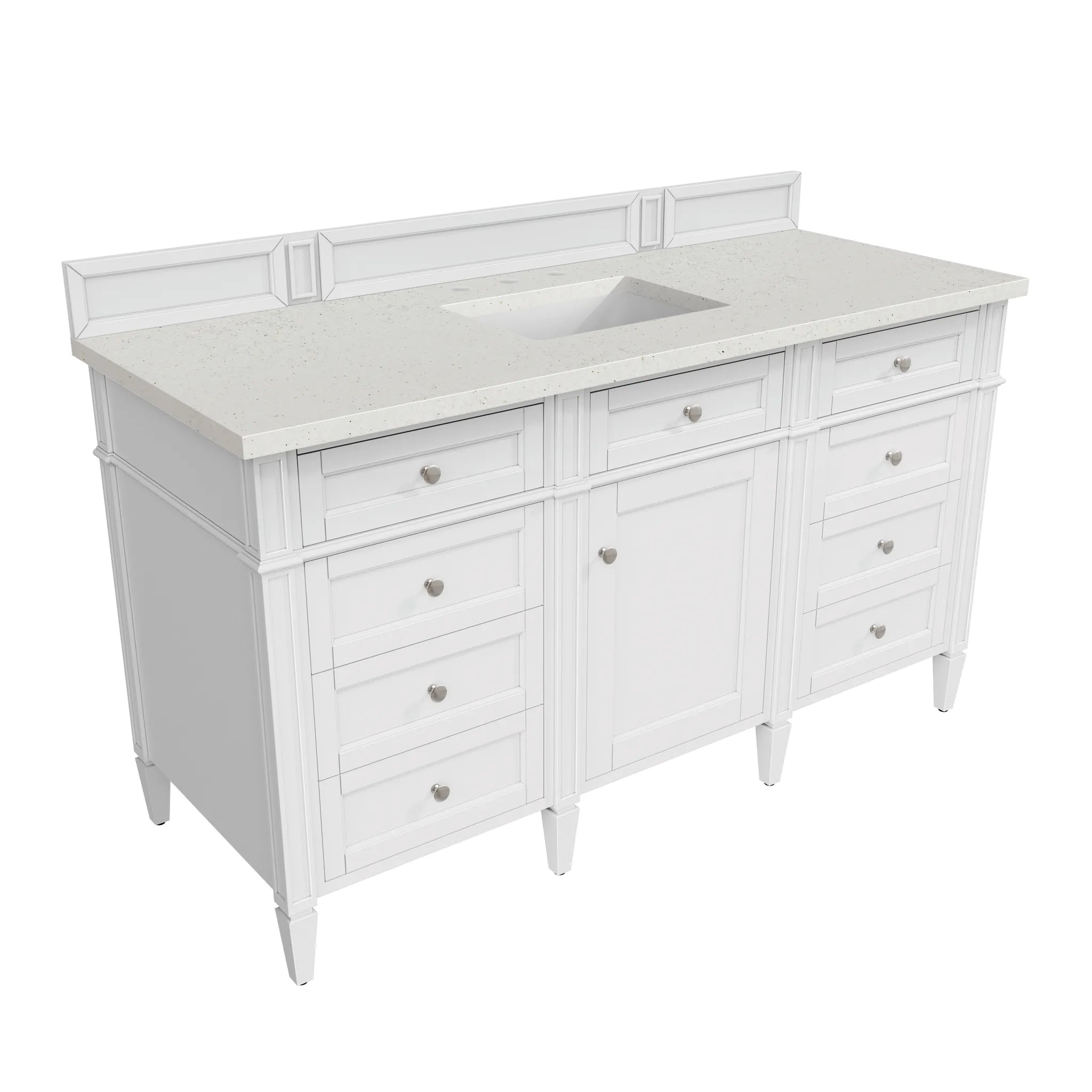 60" Brittany Single Vanity in Bright White-Lime Delight Silestone-8" Widespread image 5