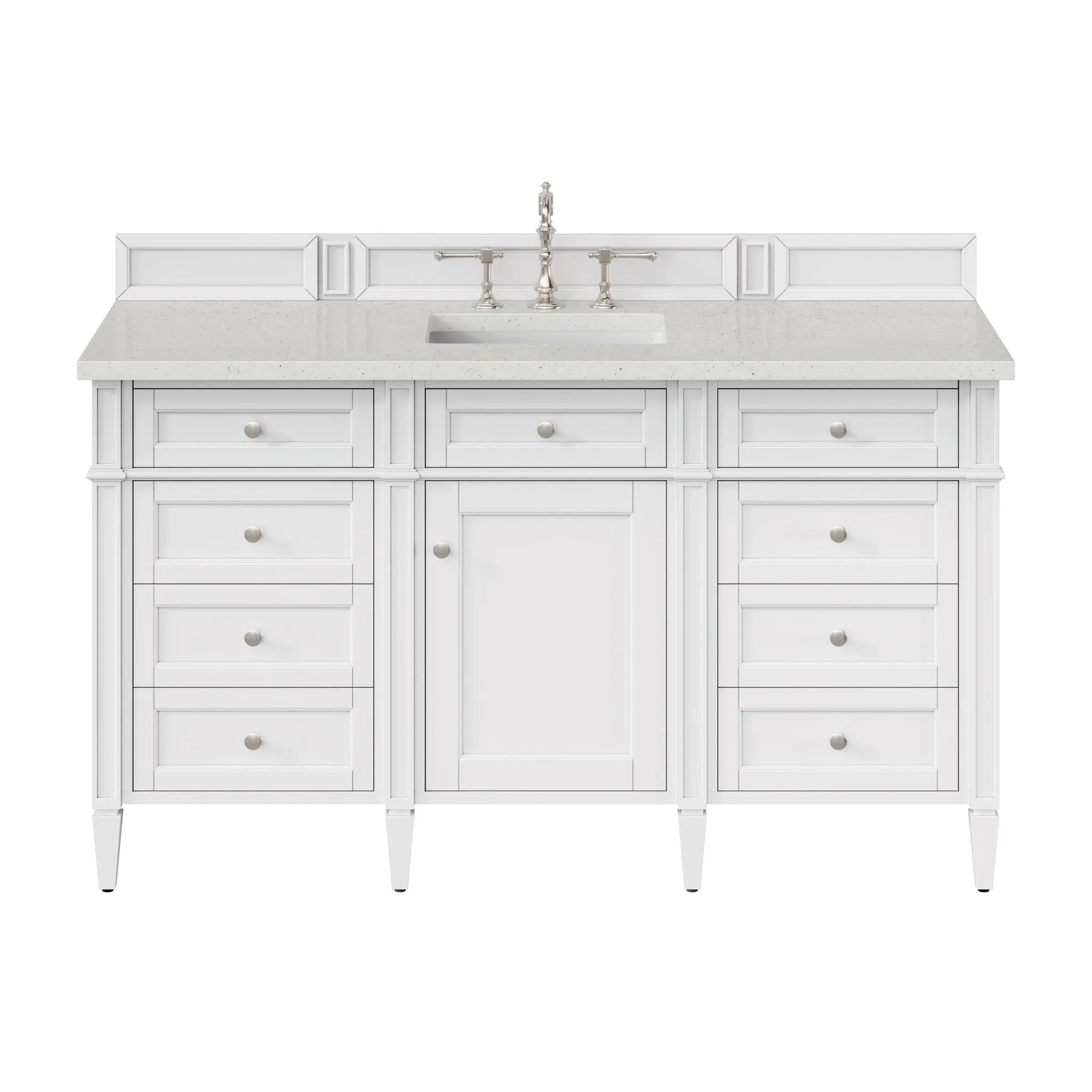 60" Brittany Single Vanity in Bright White-Lime Delight Silestone-8" Widespread image
