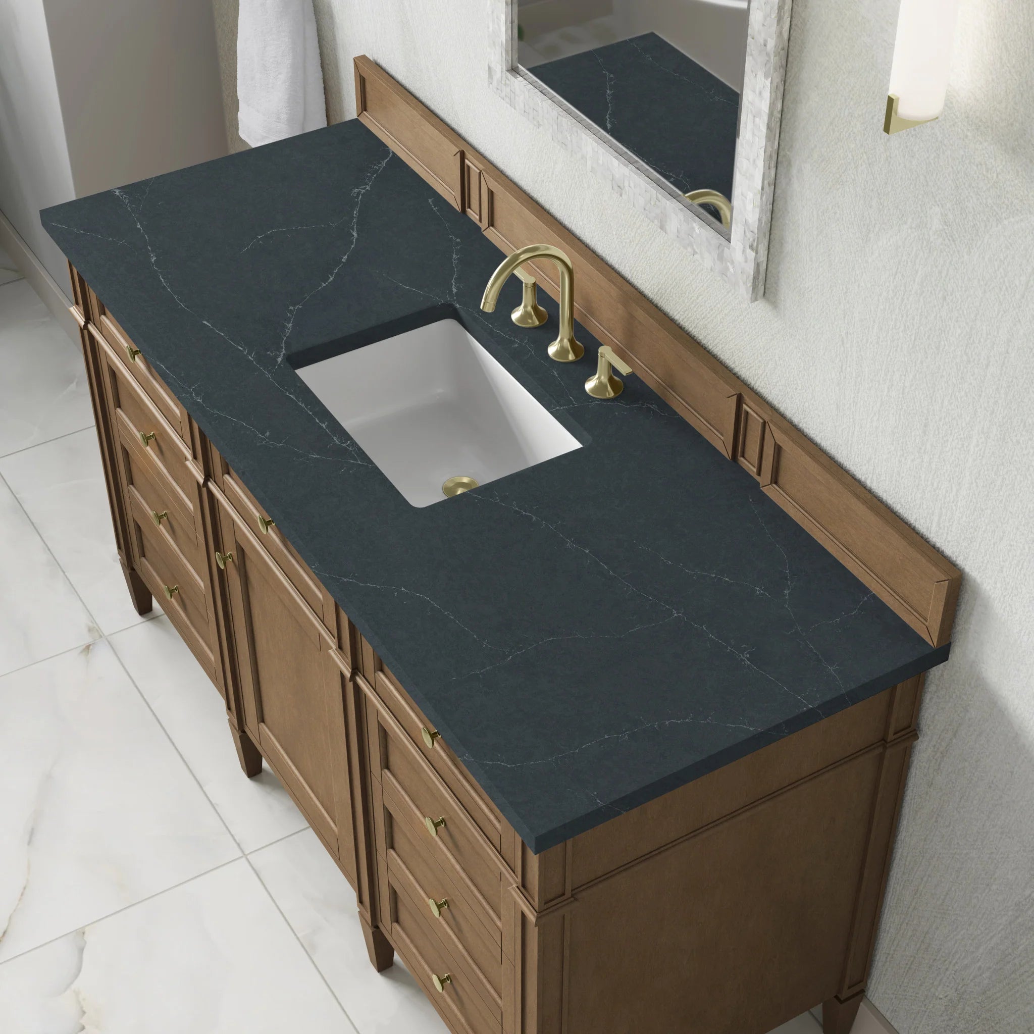 60" Brittany Single Vanity in Pecan by James Martin Vanities-Charcoal Soapstone Silestone 6